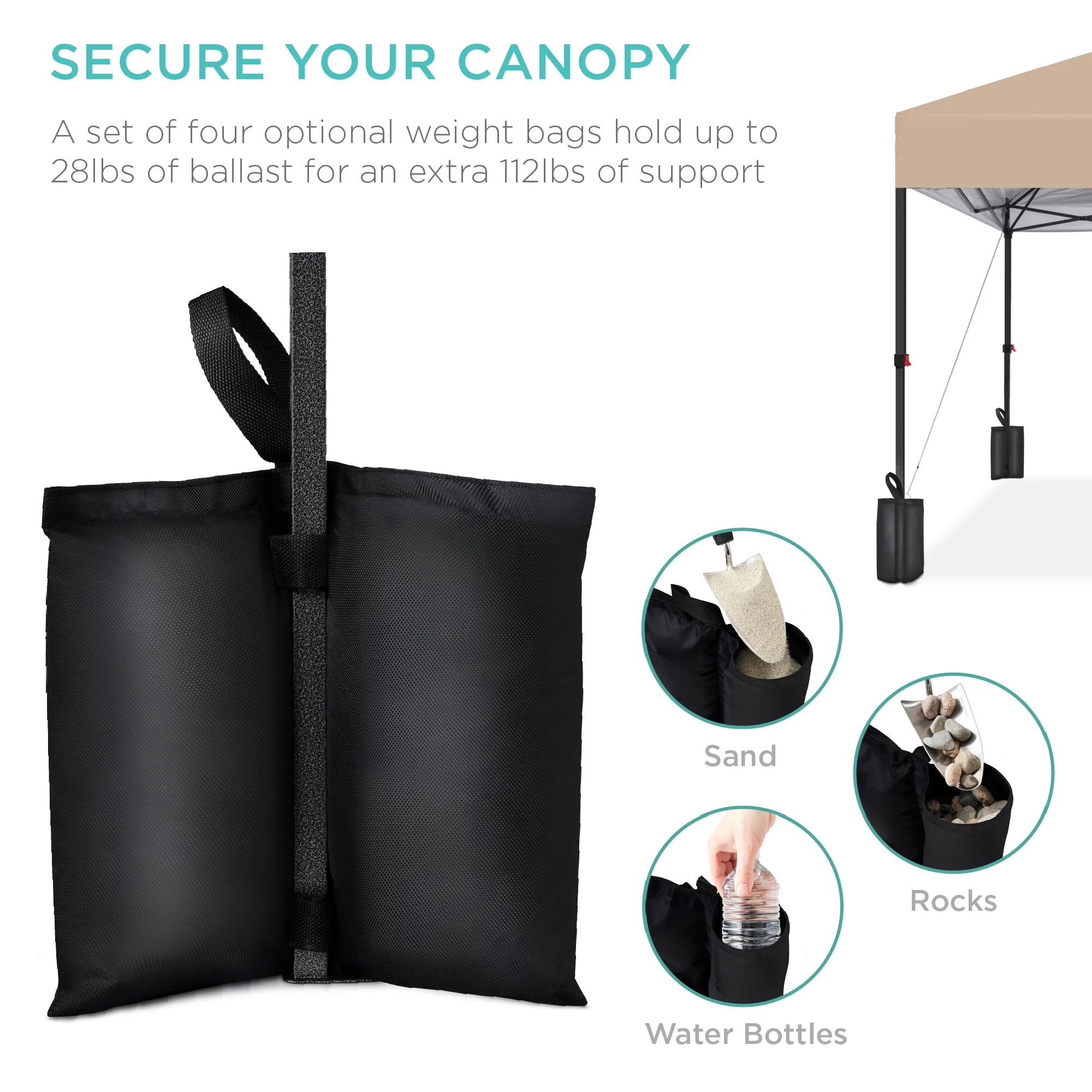 Best Choice Products 10x10ft Easy Setup Pop Up Canopy w/ 1-Button Setup, Wheeled Case, 4 Weight Bags - Cerulean - Womvr