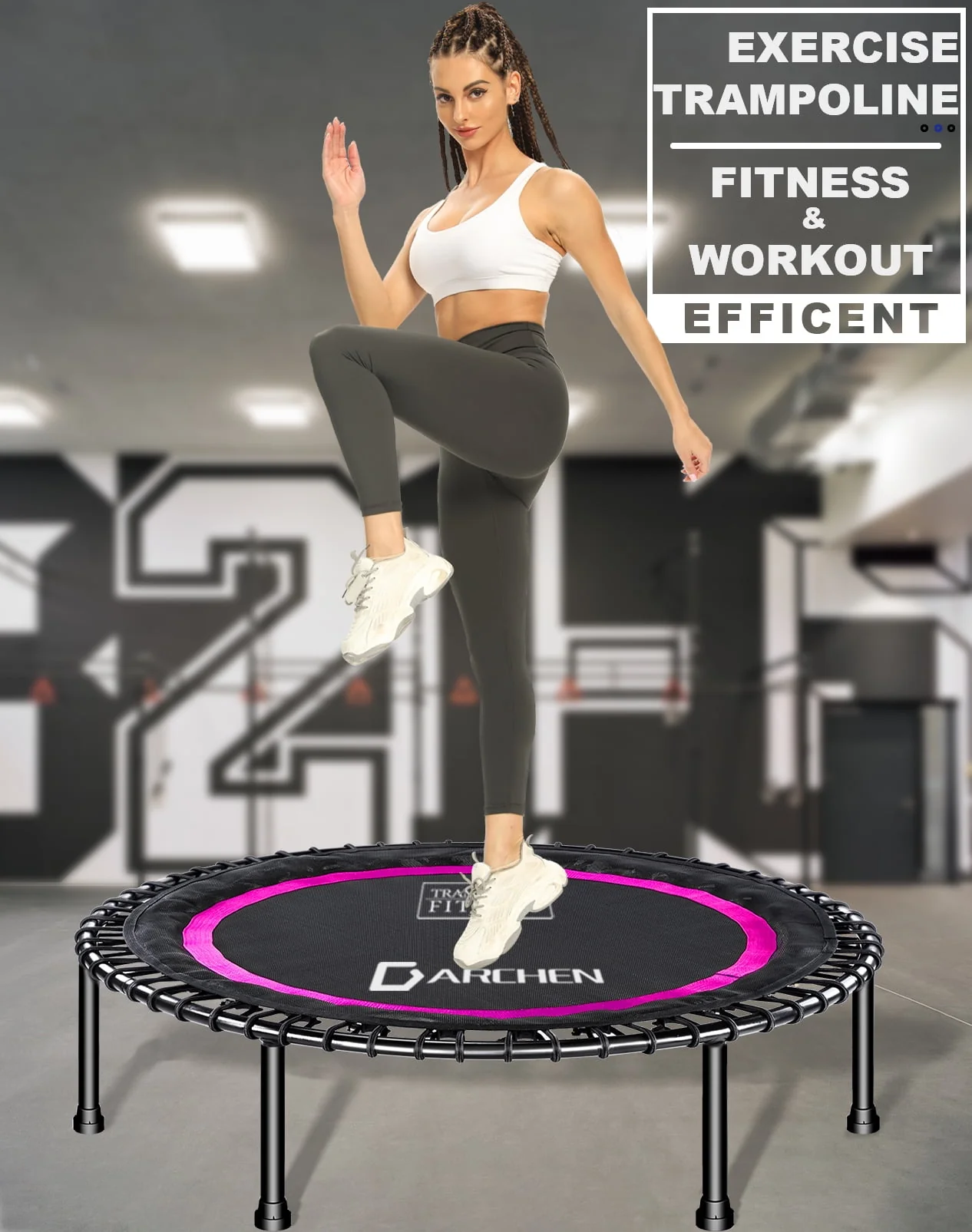Darchen 450 lbs Mini Trampoline for Adults, Indoor Small Rebounder Exercise Trampoline for Workout Fitness for Quiet and Safely Cushioned Bounce, 40 Inch - Womvr