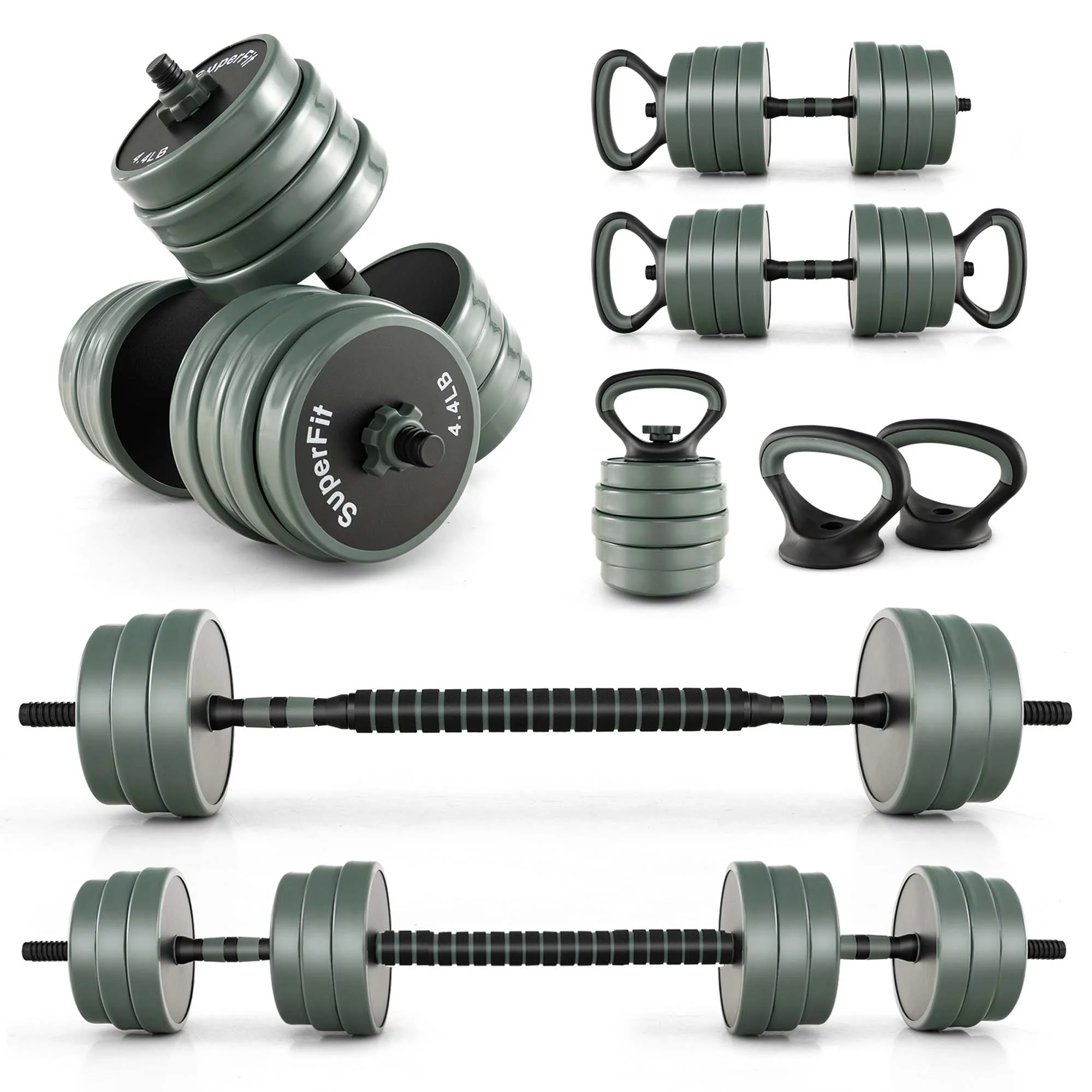 SuperFit 4 in 1 Adjustable Weight Dumbbell Set 92lbs Free Weight Set withConnector Home Gym - Womvr