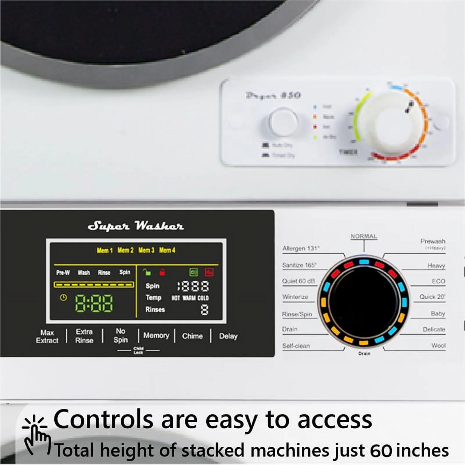 Equator Digital Touch Apartment 110V Set 18lbs Washer+Vented 3.5cf Auto/Time Dry - Womvr