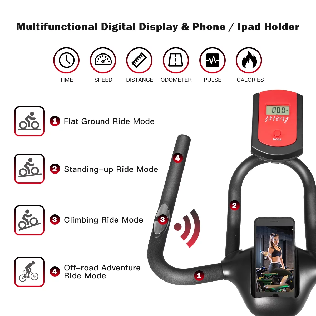 SuperFit Stationary Exercise Bike Silent Belt Drive Cycling Bike - Womvr