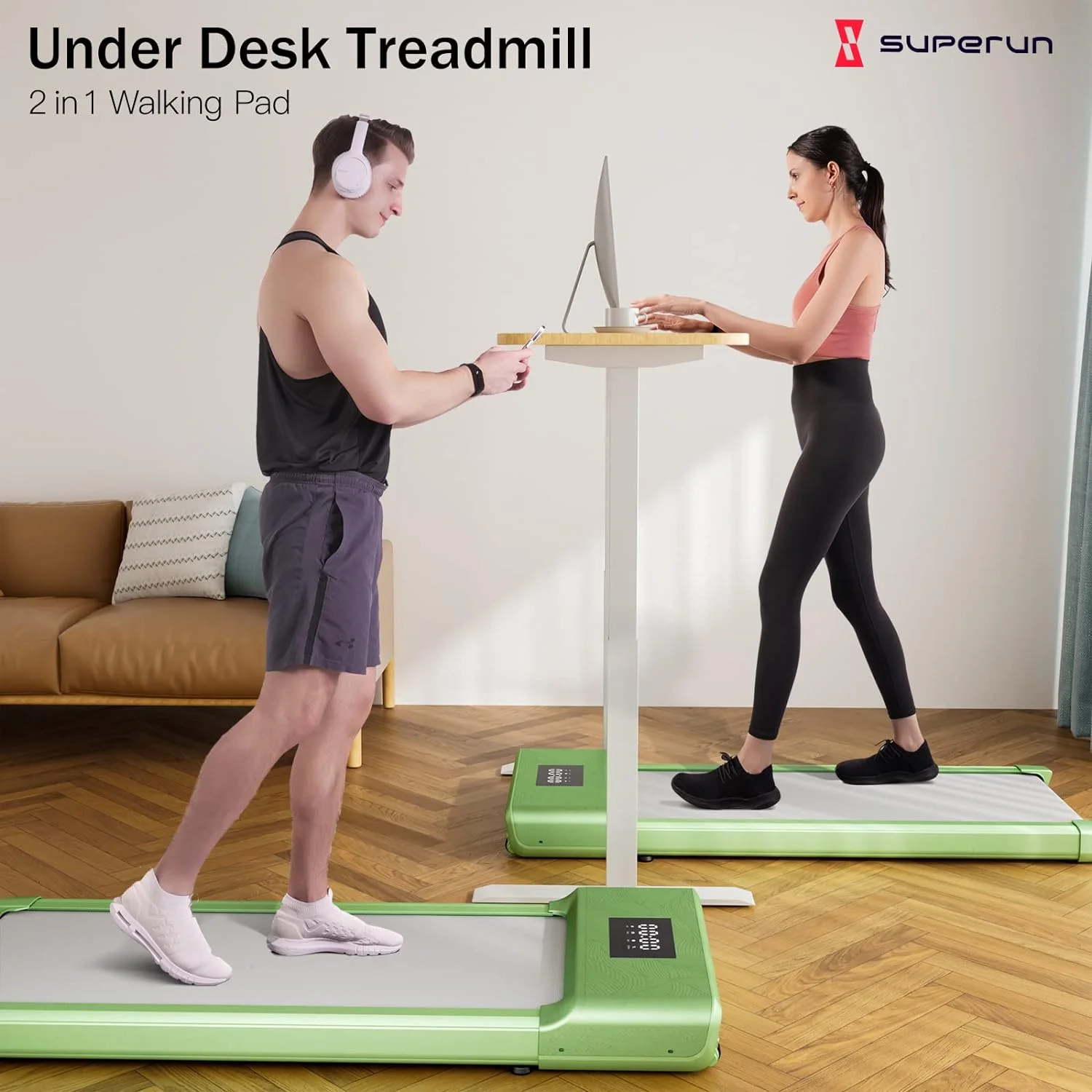 SSPHPPLIE SupeRun Walking Pad 300lb, 40*16 Walking Area Under Desk Treadmillwith Remote Control ,2 in 1 Portable Walking Pad Treadmill for Home/Office/Exercise(White) - Womvr