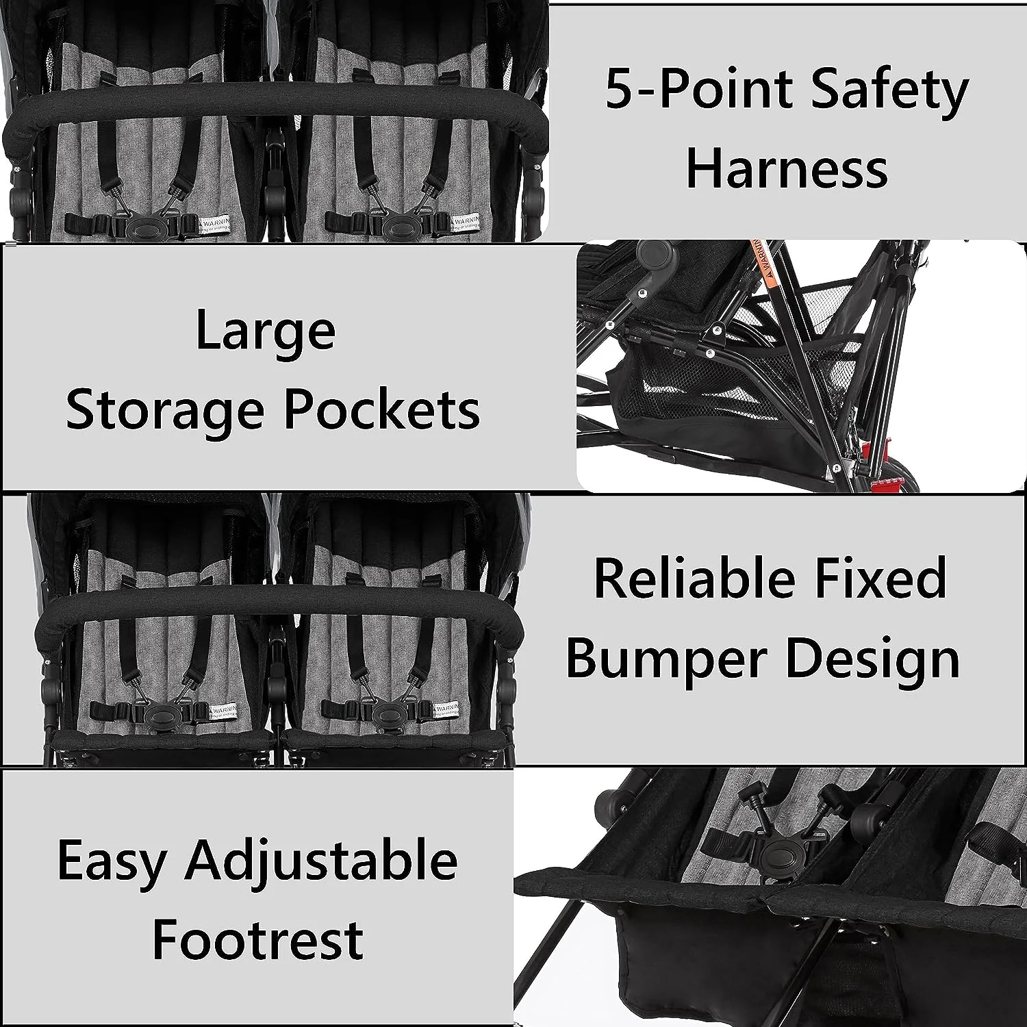 Dream On Me Vo o Twin Umbrella Stroller in Gray, Lightweight Double Stroller for Infant & Toddler, Compact Easy Fold, Large Storage Basket, Large and Adjustable Canopy - Womvr