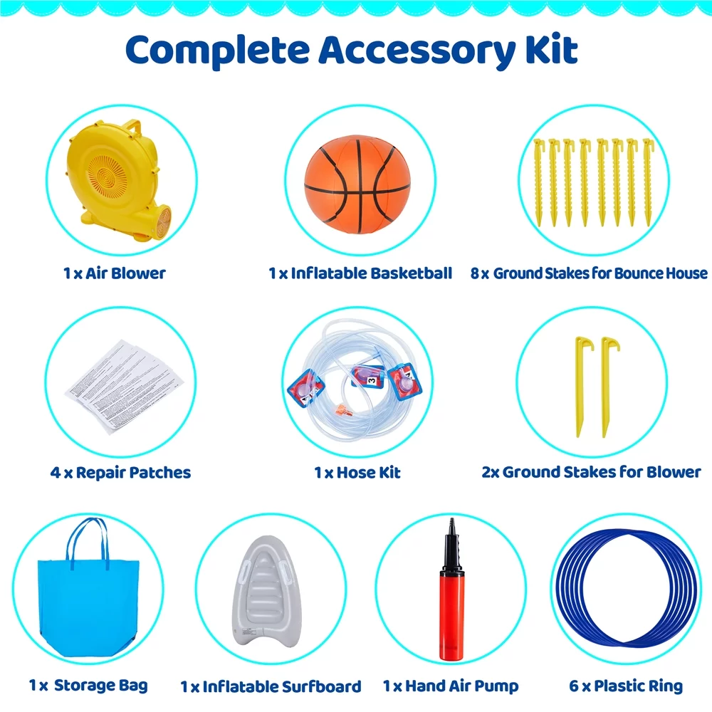 SmileMart 15.2′L x 13.4′W x 7.5′H Inflatable Water Slide with Storage Bag & 520 W Blower for Kids - Womvr