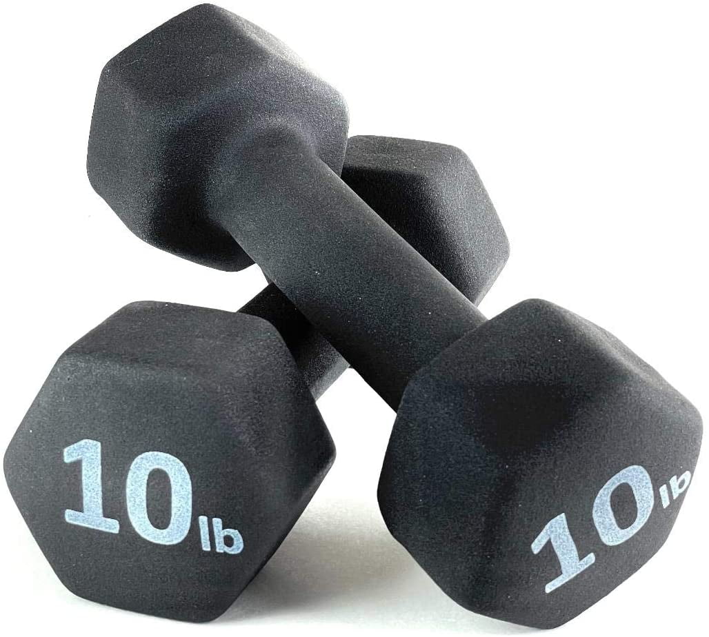 Rainforest Basics Neoprene 5 Lbs. Hex Dumbbells Hand Weights, Set of 2 - Womvr