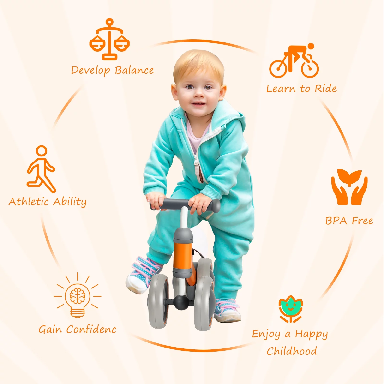 Balance Bike for 12-24 Months Toddler Toy Bike, Pink - Womvr