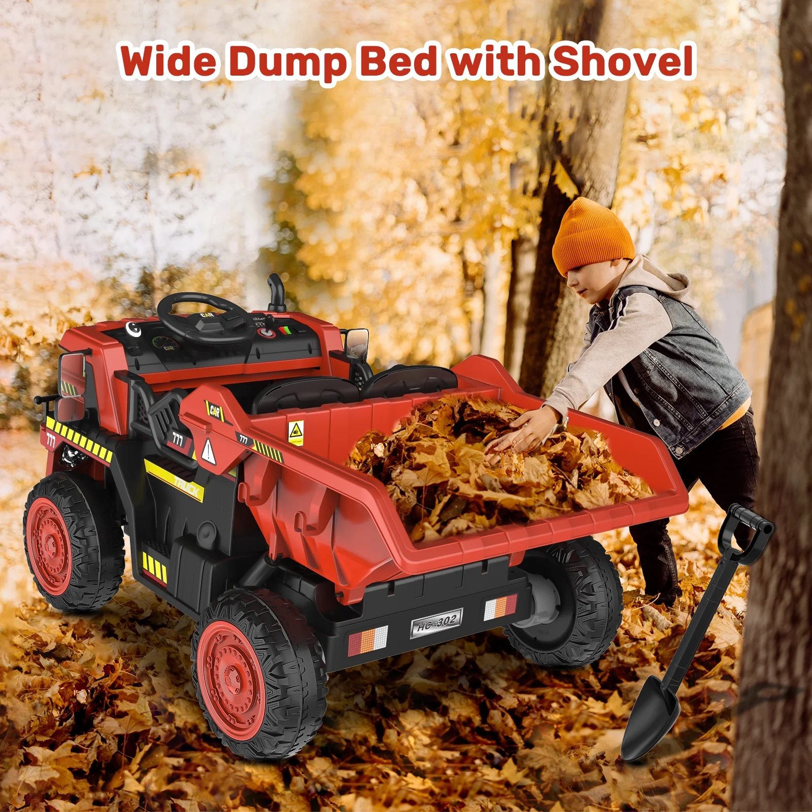 TOKTOO 12Volt Powered Ride on Toy Car for Girls Boys, Dump Truck w/ Electric Dump Bed, Remote Control, Music Player, 1 Seater Electric Car-Ochre Yellow - Womvr