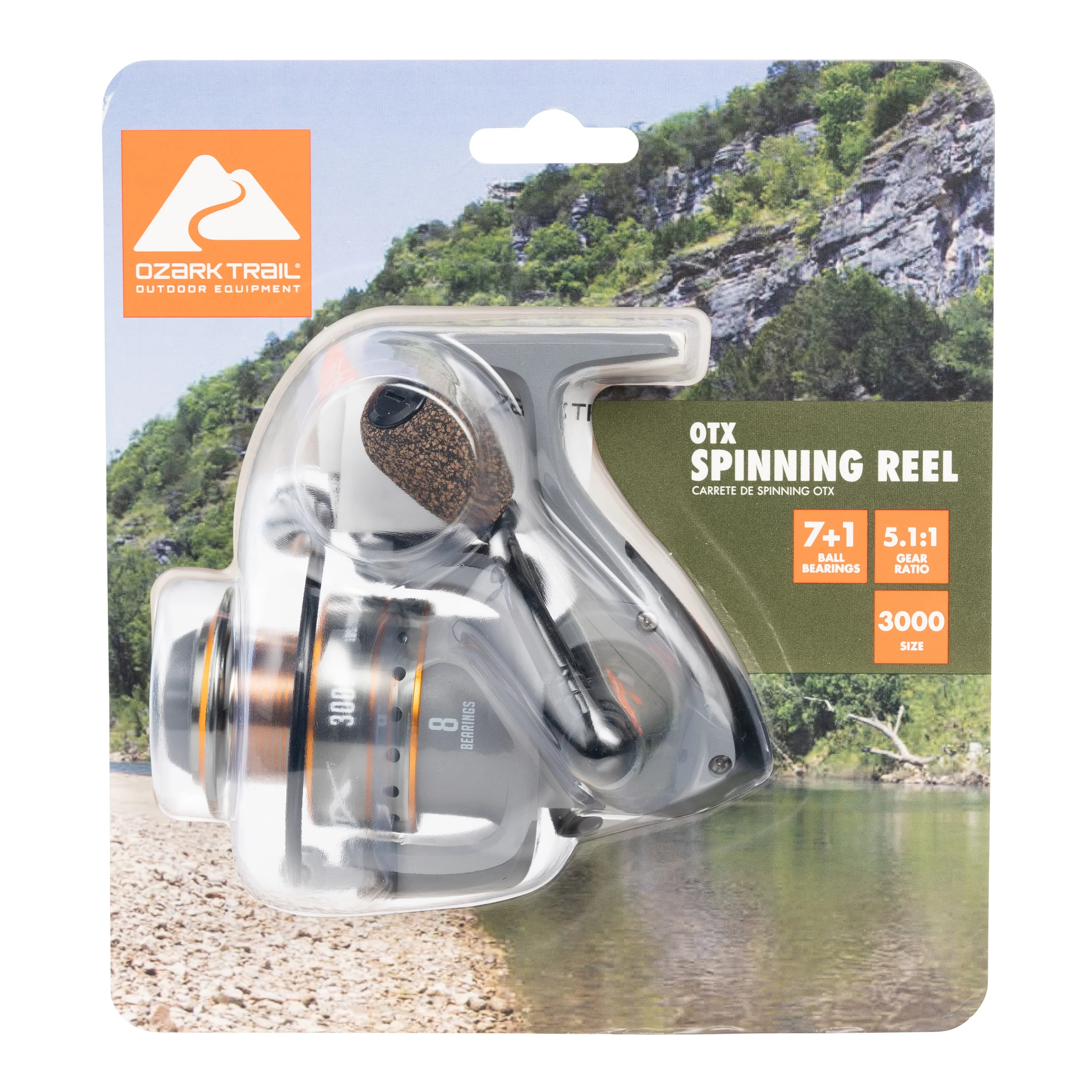 Ozark Trail OTX 3000 Spinning Fishing Reel, 5.1:1 Gear Ratio, Gray - Womvr