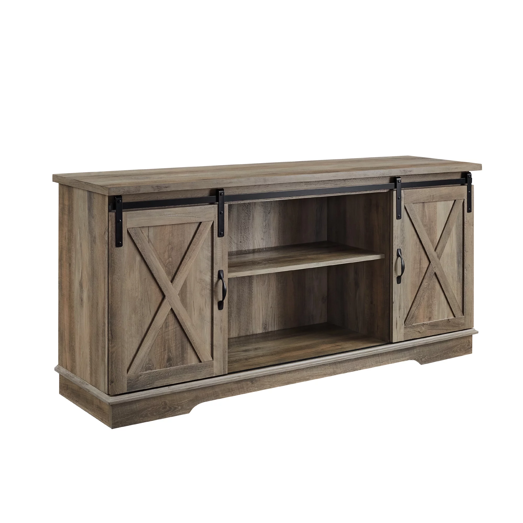 Woven Paths Farmhouse Sliding Barn Door TV Stand for TVs up to 65