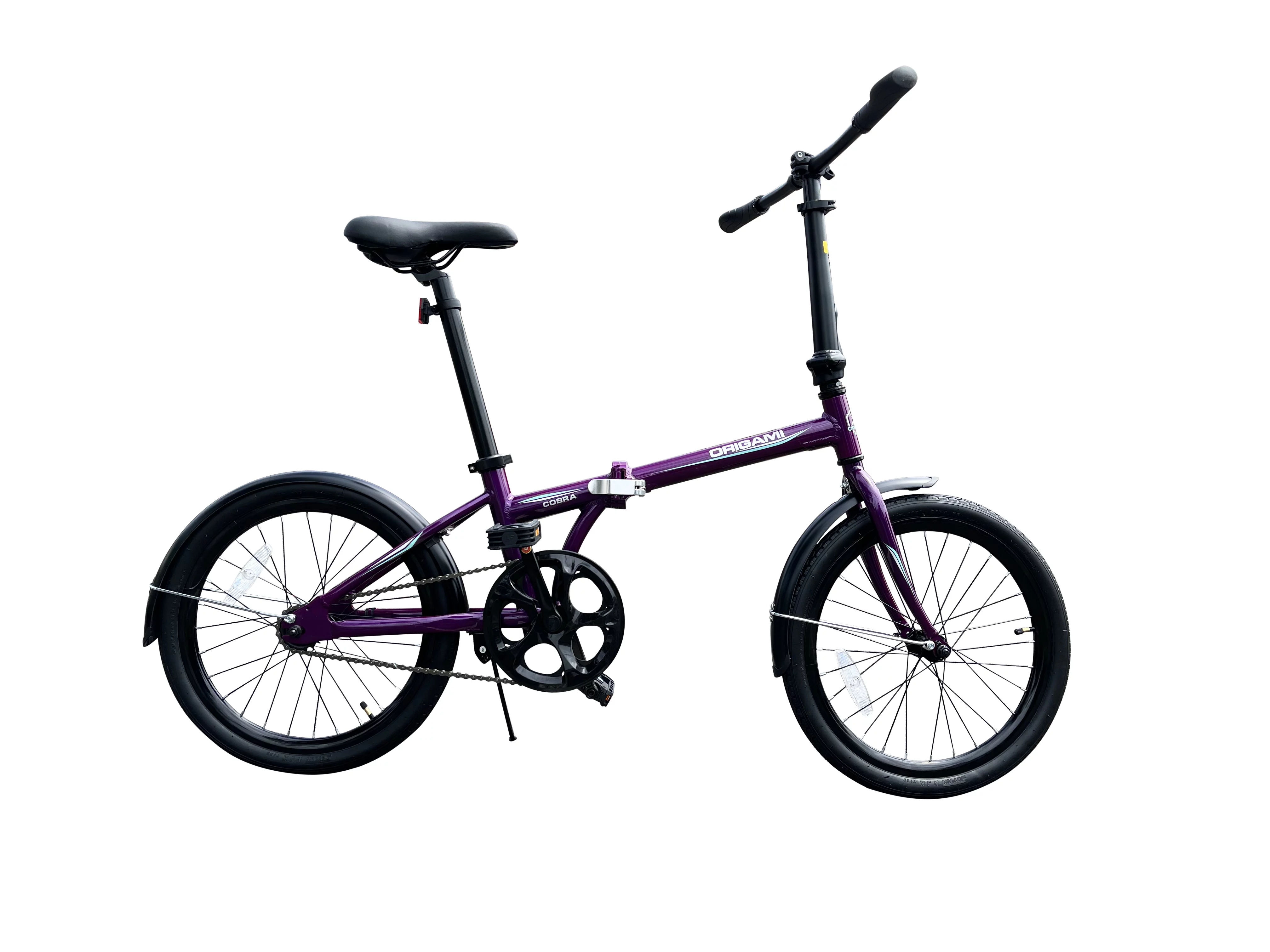 Origami Cobra single-speed lightweight aluminum folding bike in Purple - Womvr