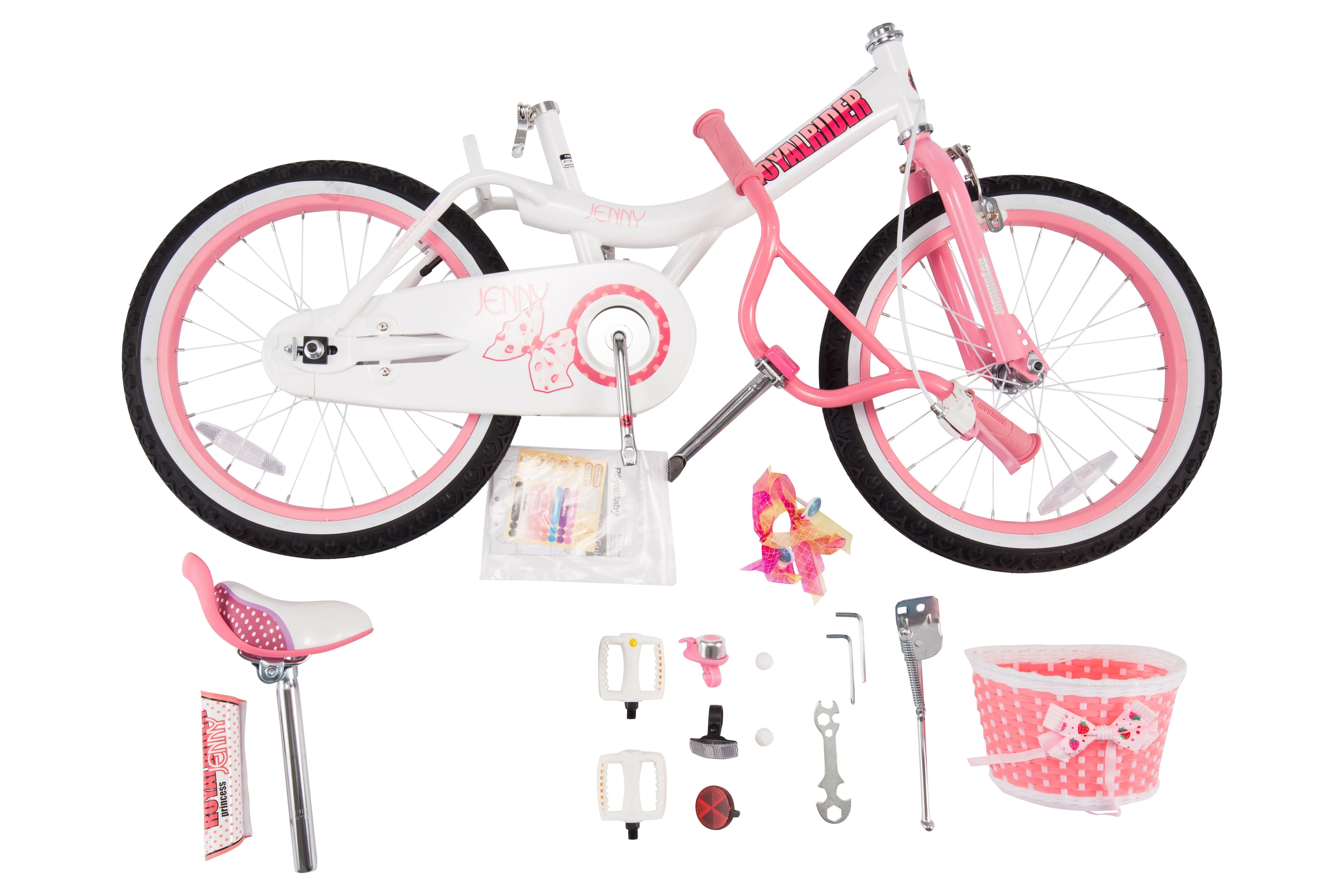 RoyalBaby Jenny Princess 18 inch Girl's Bicycle, White & Pink - Womvr