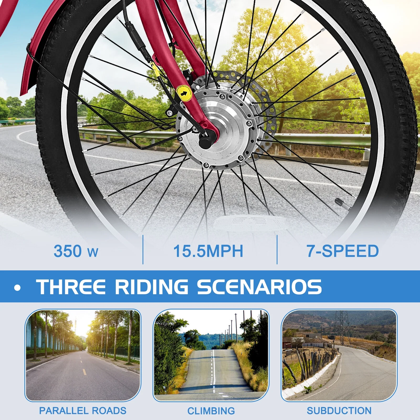 Docred 3 Wheel Electric Bike, 15.5 mph 500W Electric Tricycles for Adult .36V 7 Speeds Electric Trike,24In - Womvr