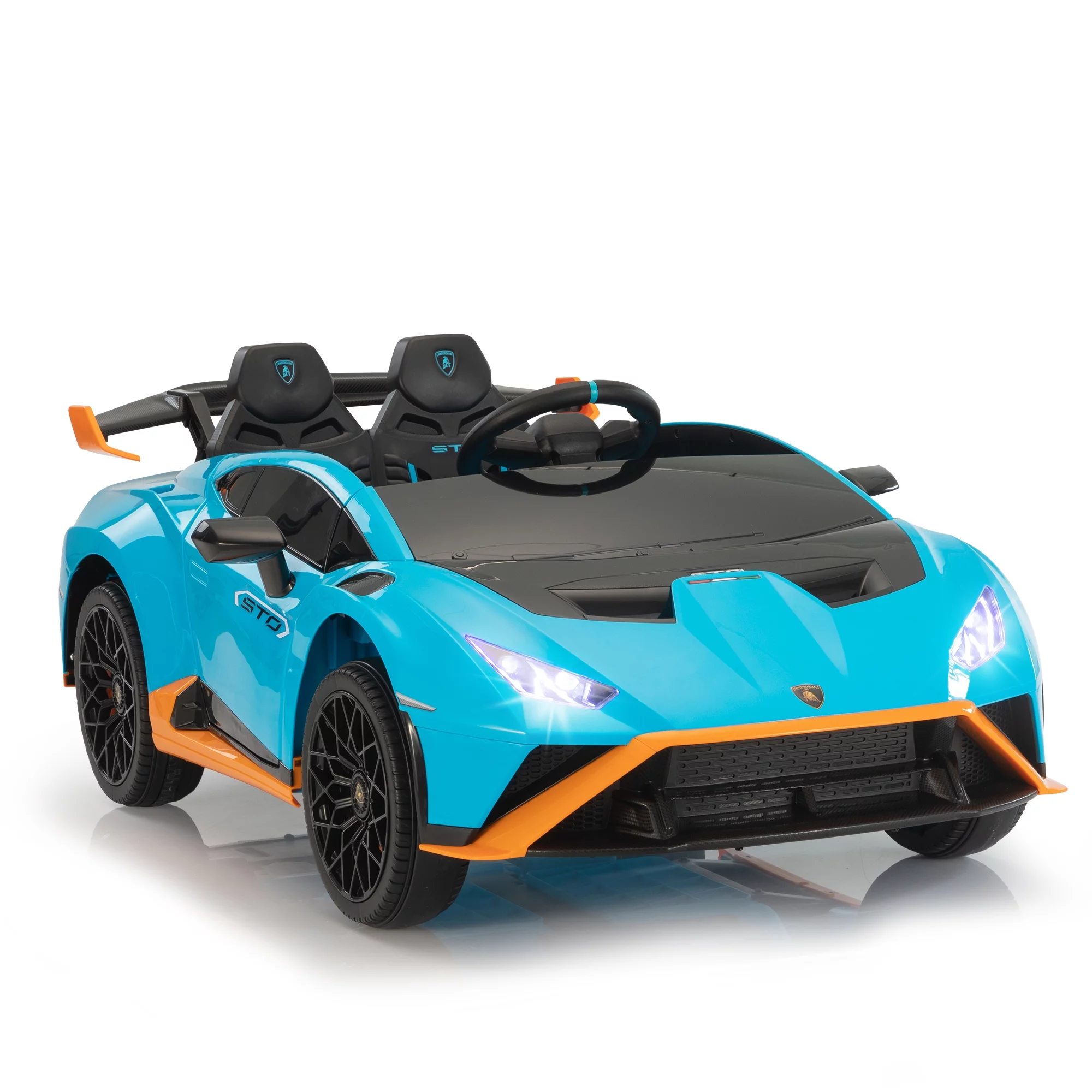 TOBBI 24V Lamborghini STO Licensed Kids Ride on Drift Car Gray Electric Car W/Remote Control LED Lights, up to 10 mph - Womvr