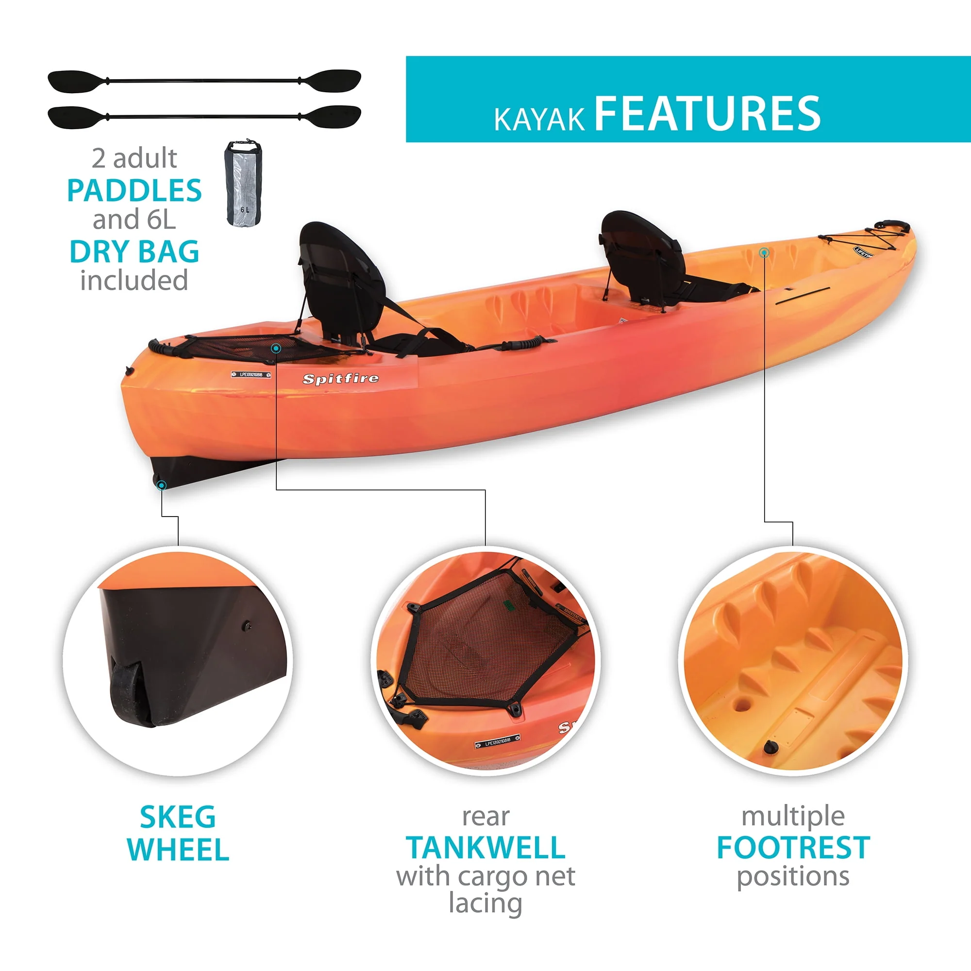 Lifetime Spitfire 12T Tandem Kayak, Lime Green - 90476 - Womvr