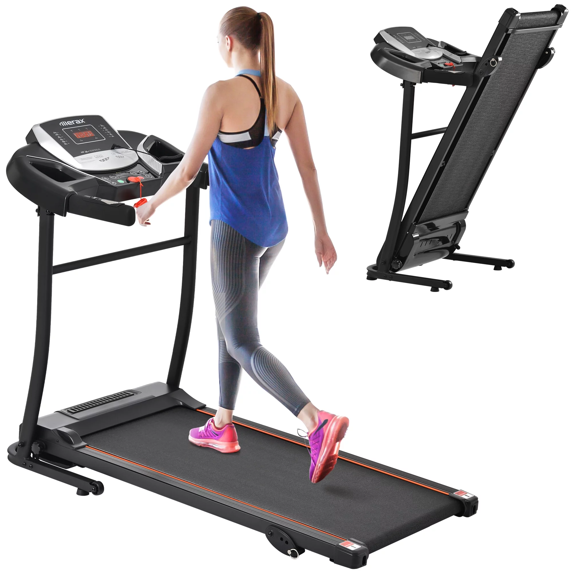 Euroco Folding Incline Treadmill 2.5HP Electric Running Machine 12 Preset Programs Treadmill with 3 Level Incline Walking Jogging Machine for Home Gym 500LBS Capacity - Womvr