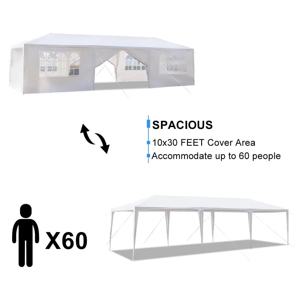 Ktaxon 10' X 30' Canopy Tent with 8 Side Walls for Party Wedding Camping and BBQ - Womvr