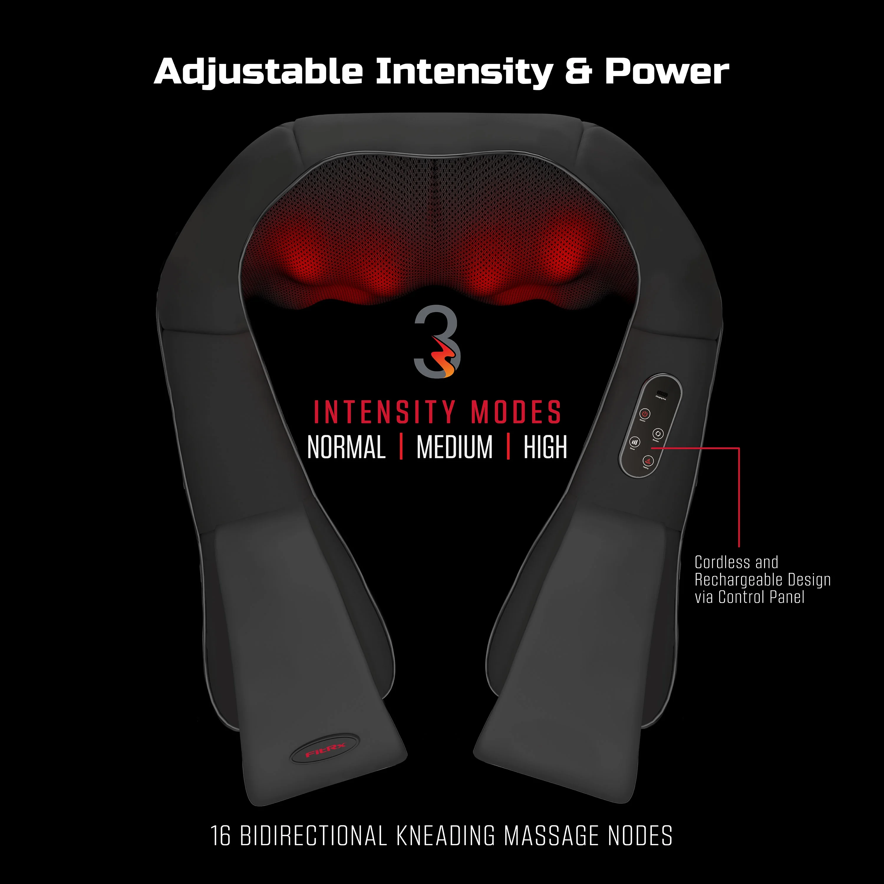 FitRx Cordless Shiatsu 3D Massager, USB-Rechargeable Shoulders, Back, and Neck Massager with Heat - Womvr