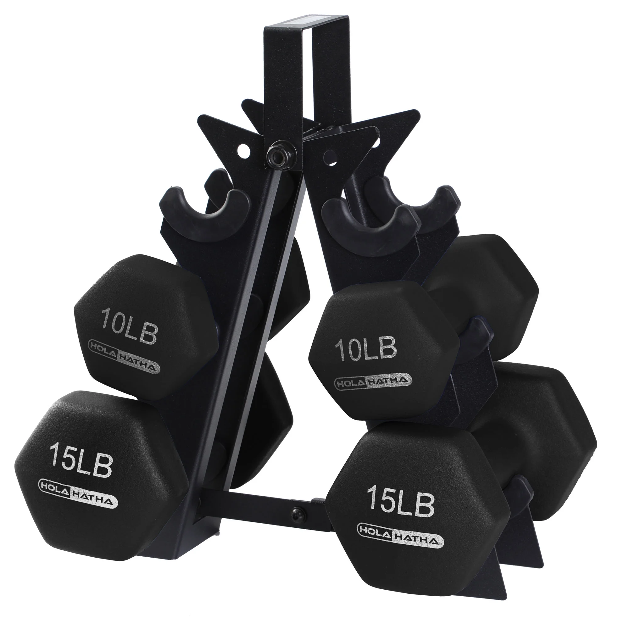 HolaHatha 3, 5, and 8 Pound Dumbbell Hand Weight Set with Storage Rack, Multi - Womvr