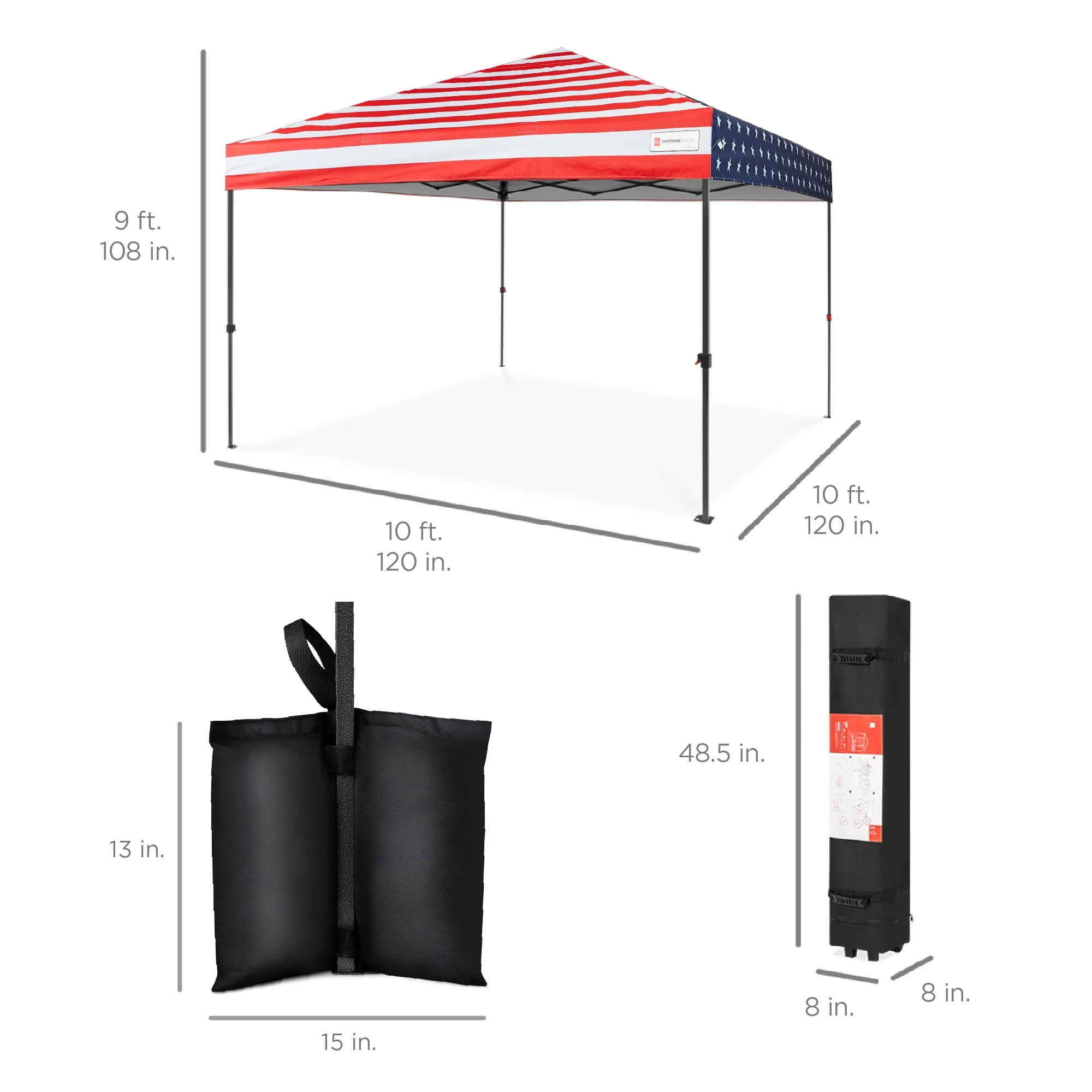 Best Choice Products 10x10ft Easy Setup Pop Up Canopy w/ 1-Button Setup, Wheeled Case, 4 Weight Bags - Cerulean - Womvr