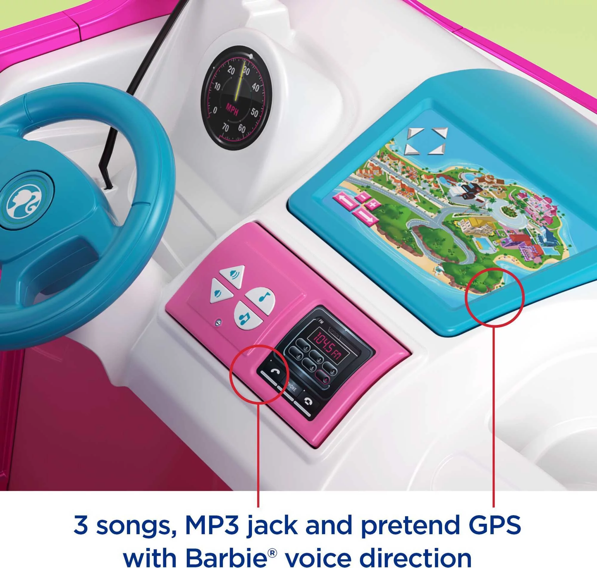 12V Power Wheels Barbie Dream Camper Battery-Powered Ride-On with Music Sounds & 14 Accessories - Womvr