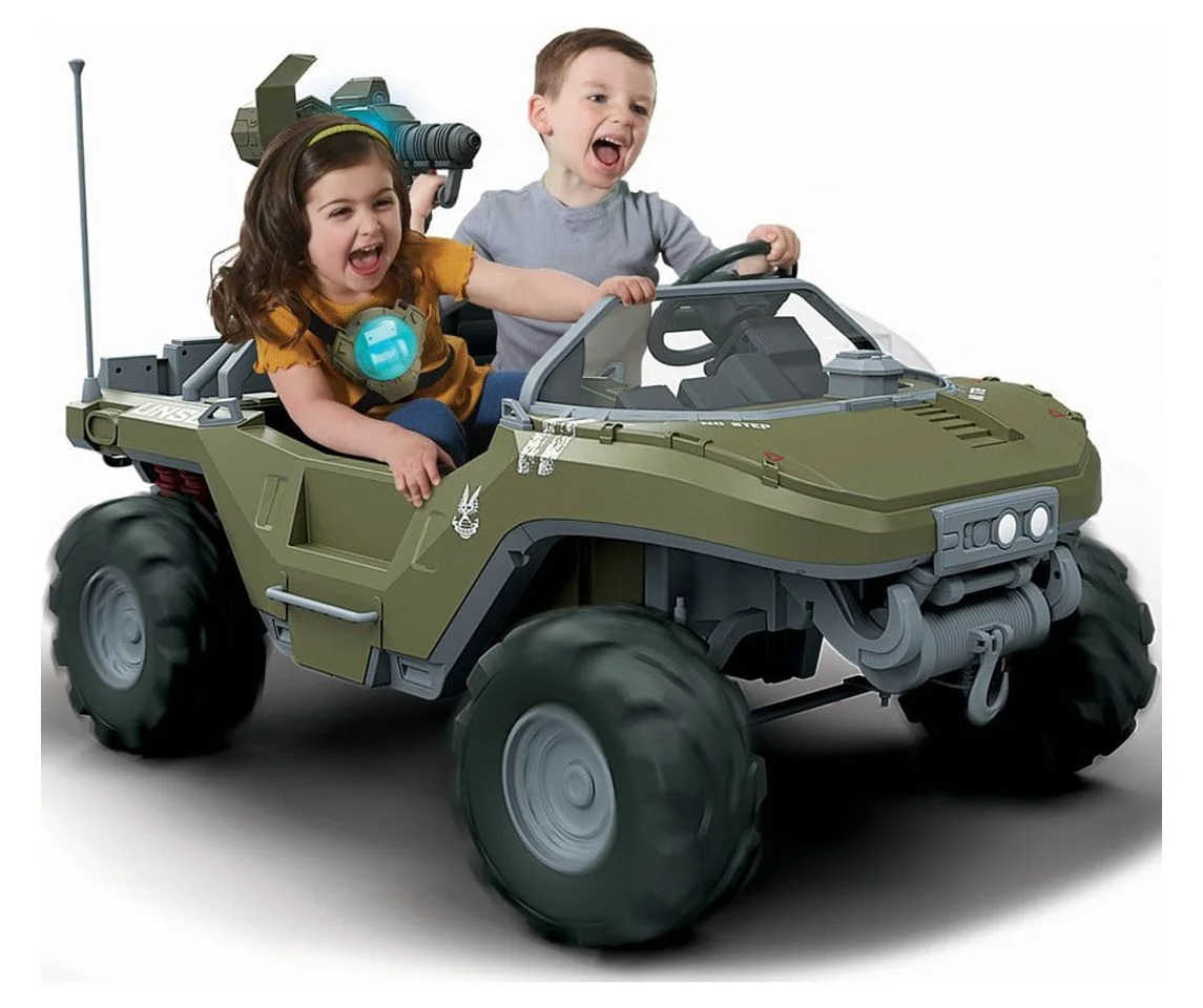 24 Volt Microsoft Halo Warthog Ride On with Laser Tag Blaster and Vest Included - For Boys & Girls Ages 3 and up - Womvr