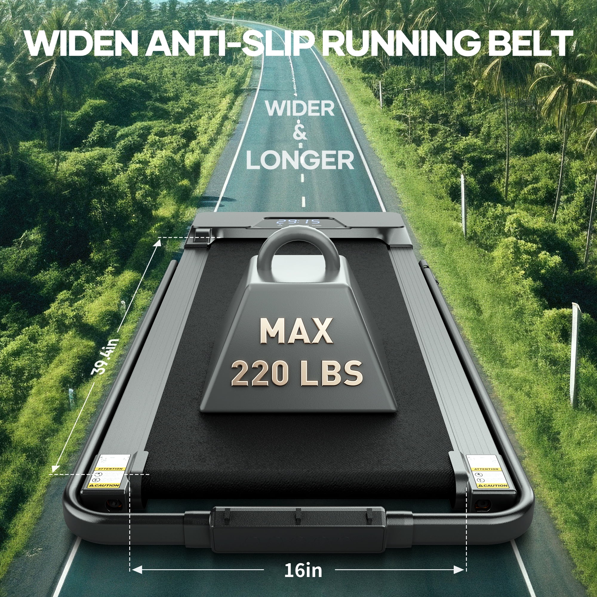 Treadmill 2 in 1 Walking Pad Treadmill Folding 7.5 MPH Running Under Desk Treadmill with Remote Control and LED Display for Home Office Use - Womvr