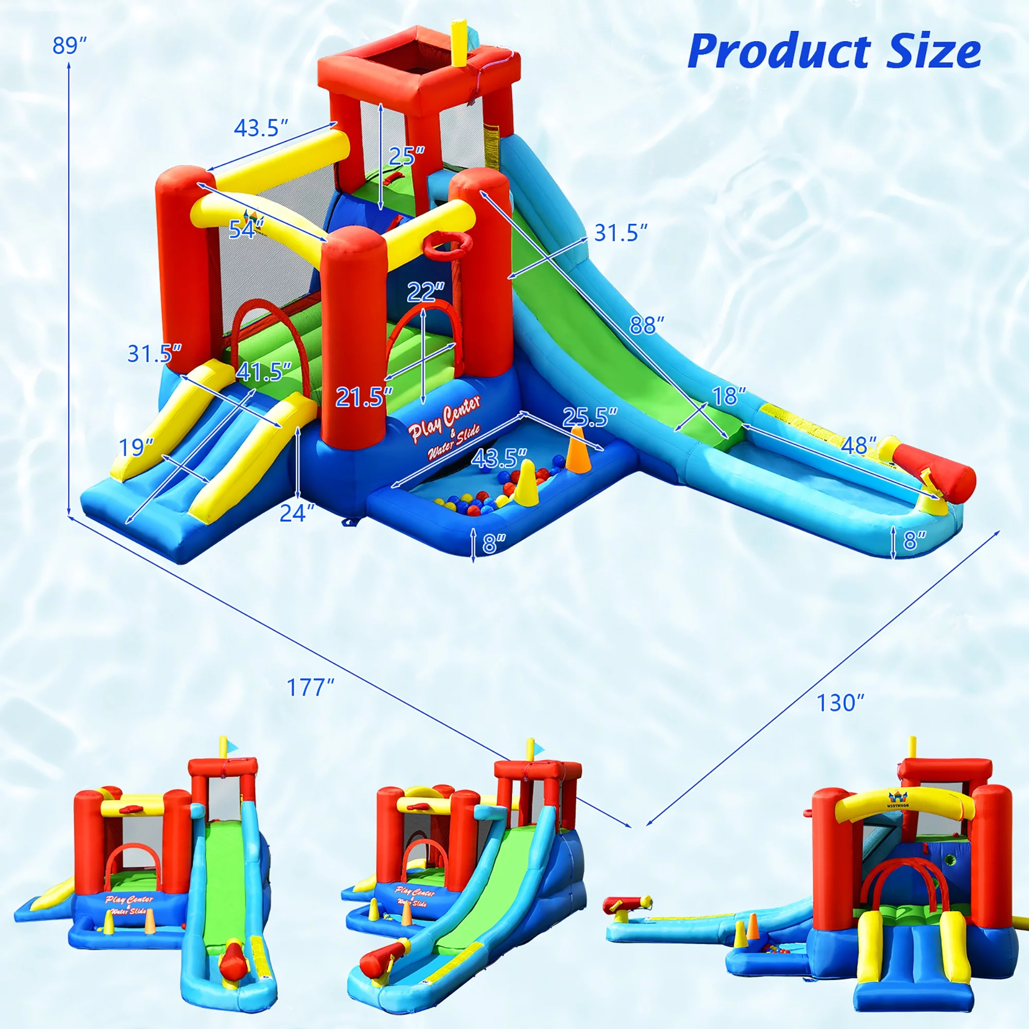 Costway 9-in-1 Inflatable Water Slide Kids Bounce Castle Giant Splash Pool with 860W Blower - Womvr