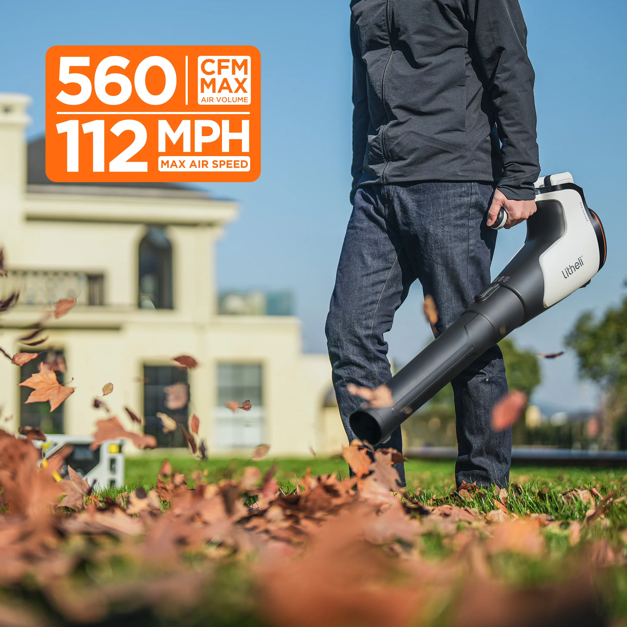 Litheli 2x20V 560CFM Brushless Leaf Blower, U20 Series Electric Leaf Blowers Battery Powered for Blowing Leaf, Dust, Snow, Debris, with 4.0Ah Portable Battery Included - Womvr