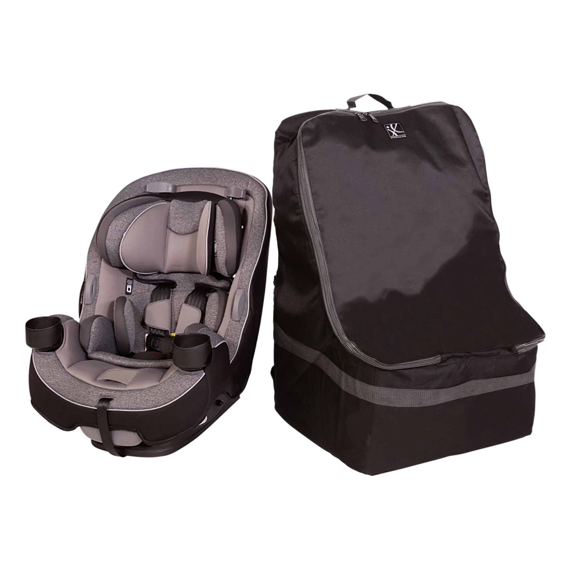 J.L. Childress Ultimate Padded Backpack Car Seat Travel Bag and Carrier, Black/Grey - Womvr