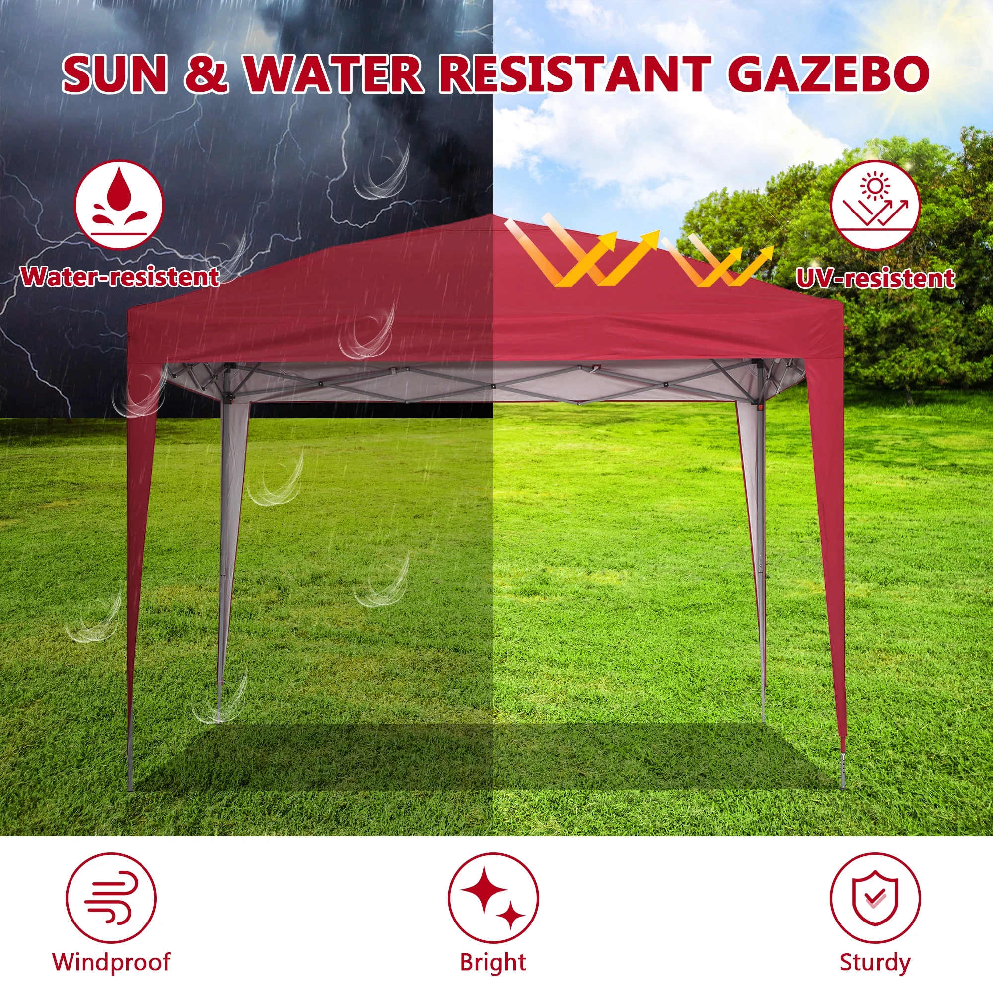 Outdoor Basics 10 ft x 10 ft Pop Up Canopy Tent with Carry Bag, Shade Canopy, Great for Picnic, Yard, Beach, Park, Camping, White - Womvr