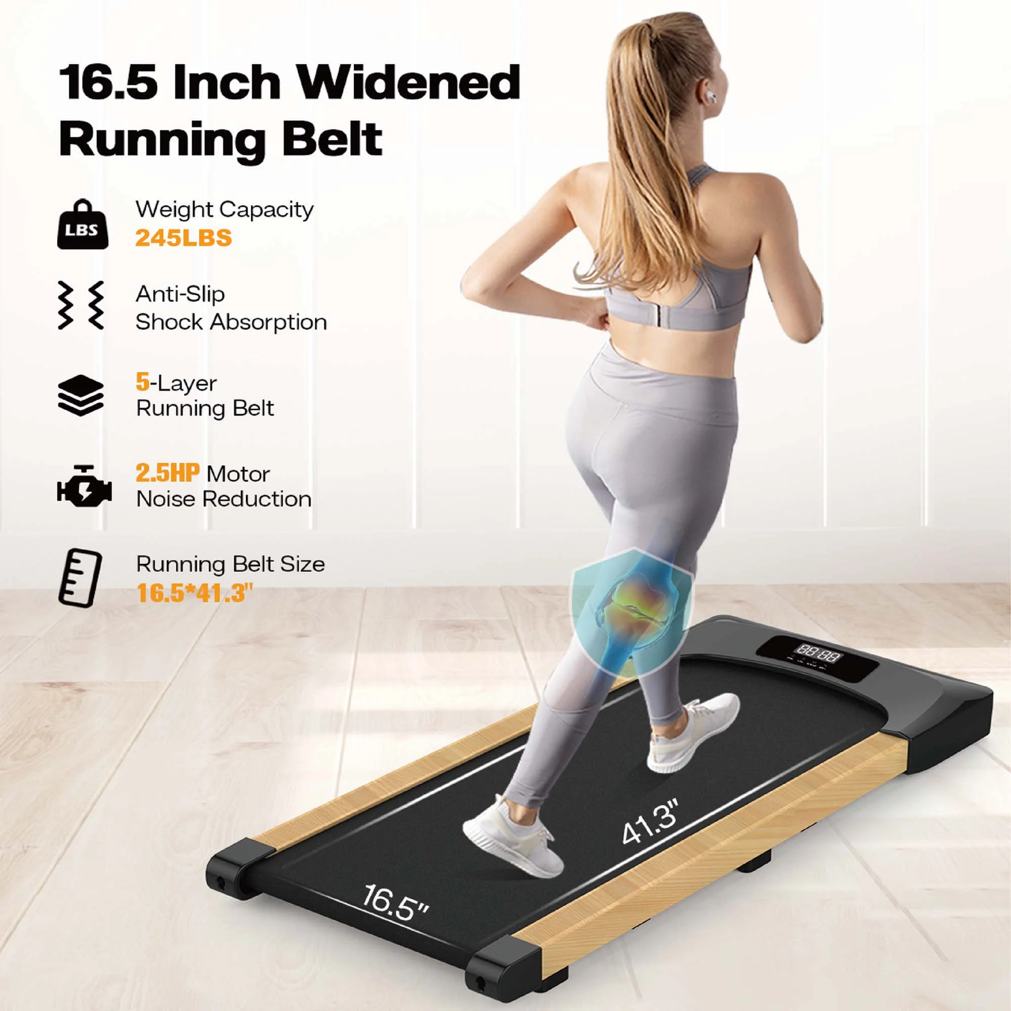 Aukfa Under Desk Treadmill, Slim Walking Pad for Home Office Workout, 245 lb Capacity, 4 mph Speed - Womvr