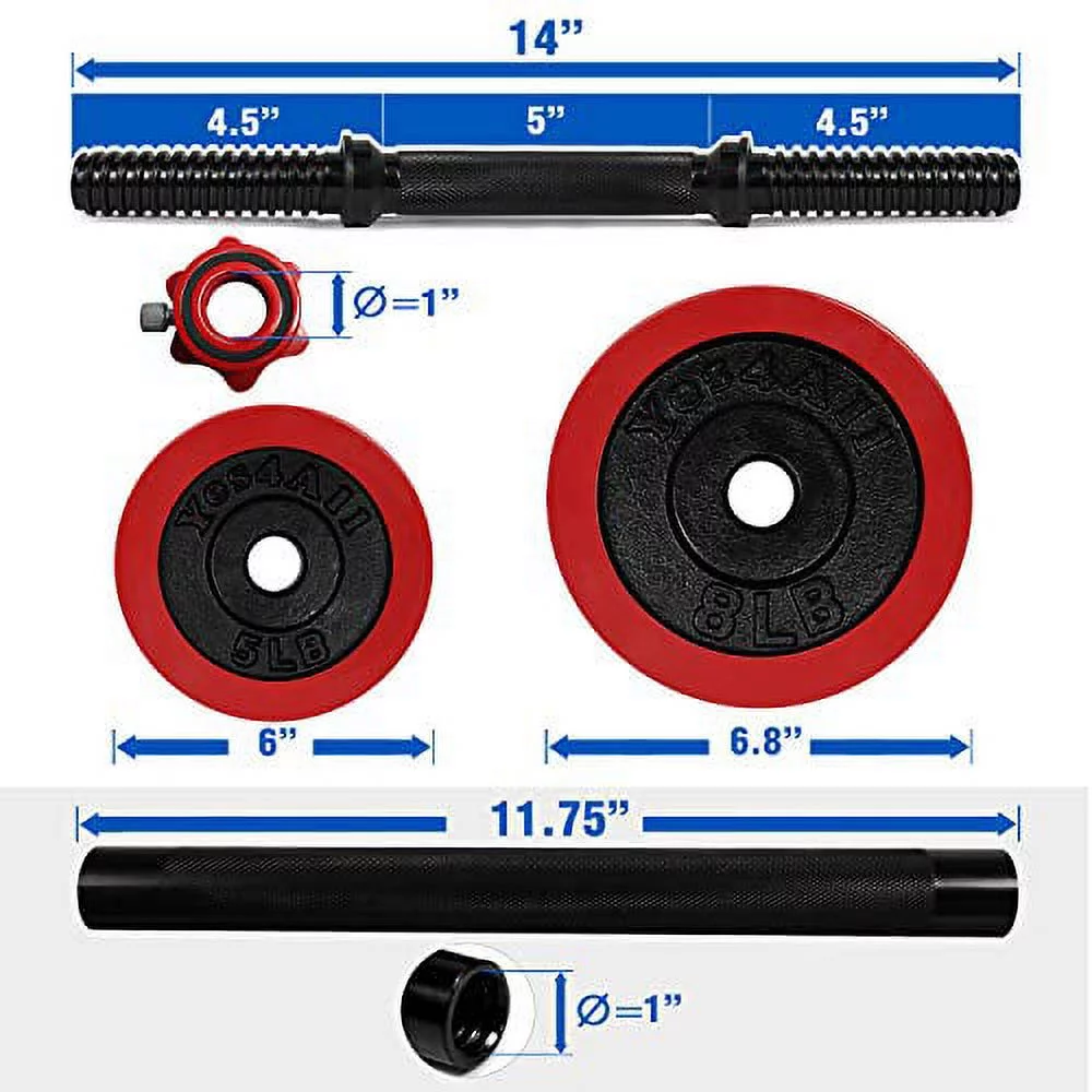 Yes4All 60 lbs Premium Adjustable Dumbbell Weights with Dumbbell Connector, Combo/Set - Womvr