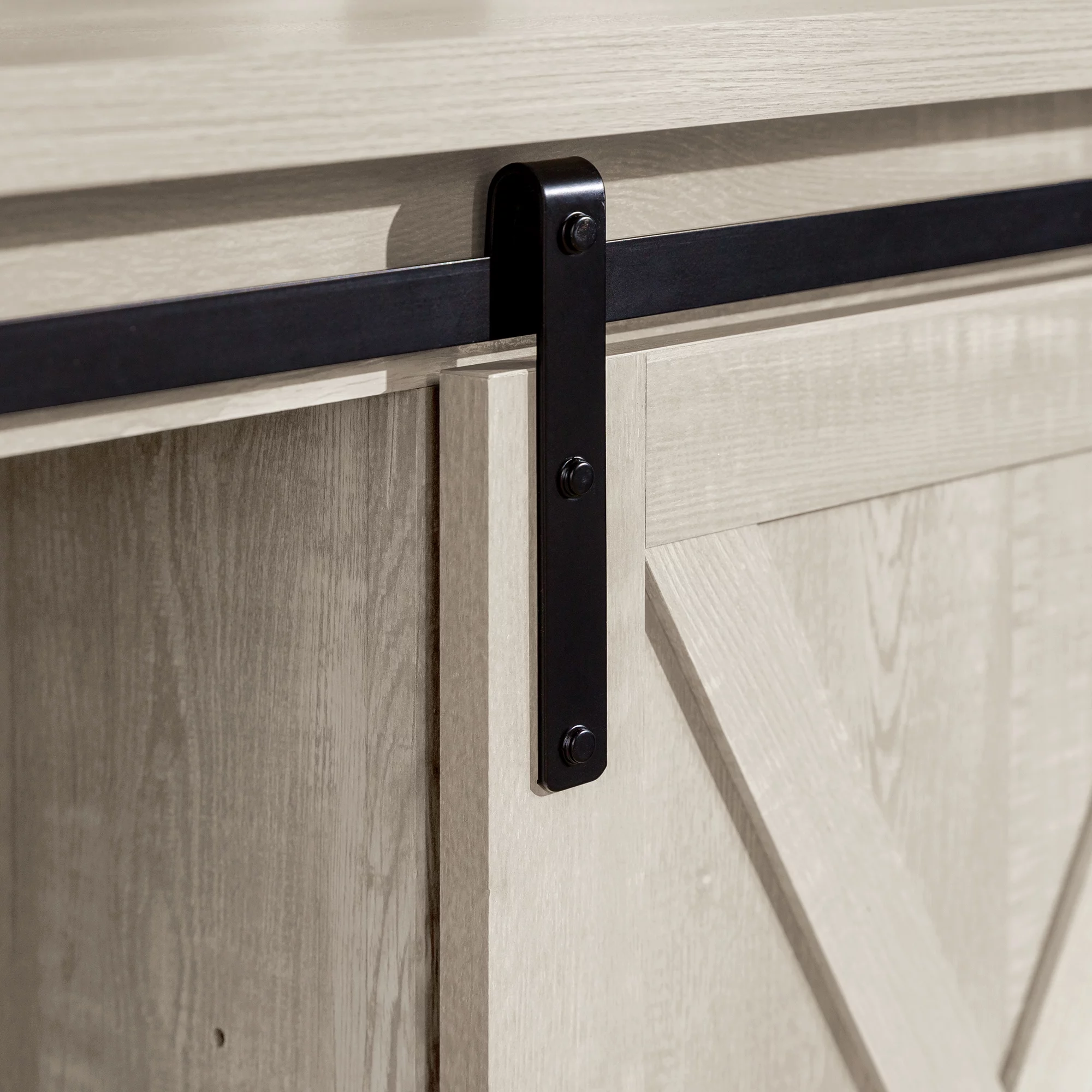 Woven Paths Farmhouse Sliding Barn Door TV Stand for TVs up to 65