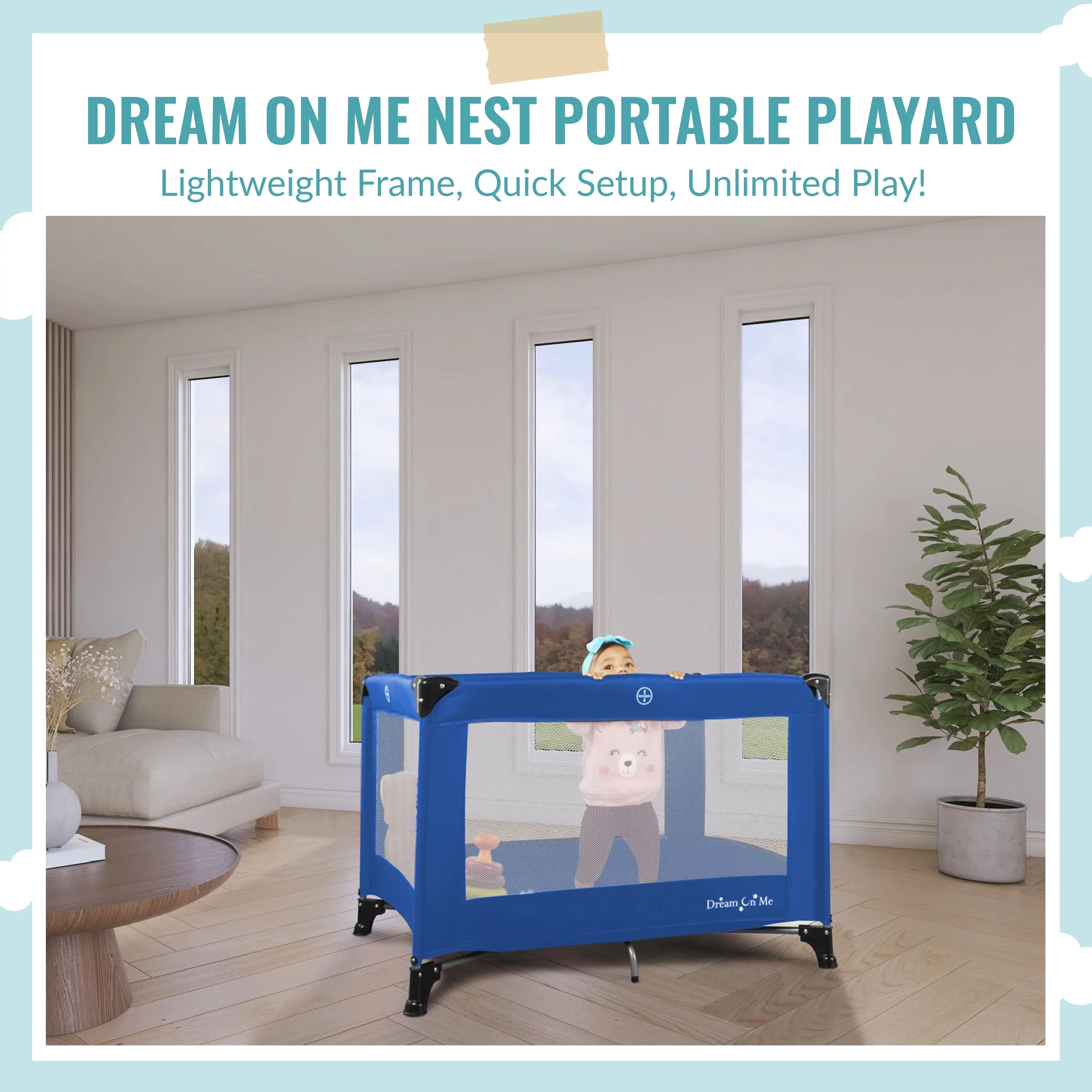 Dream On Me Nest Portable Play Yard with Carry Bag and Shoulder Strap, Pink - Womvr