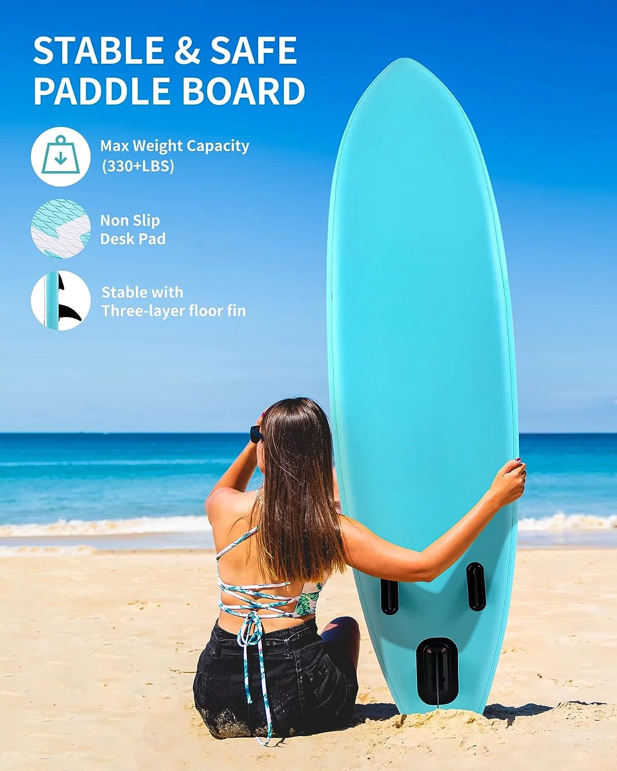 Marnur Inflatable Paddle Board Stand up Paddle Board 10' SUP 6 in.Thick Board Carry Bag & Fast Pumping Green - Womvr