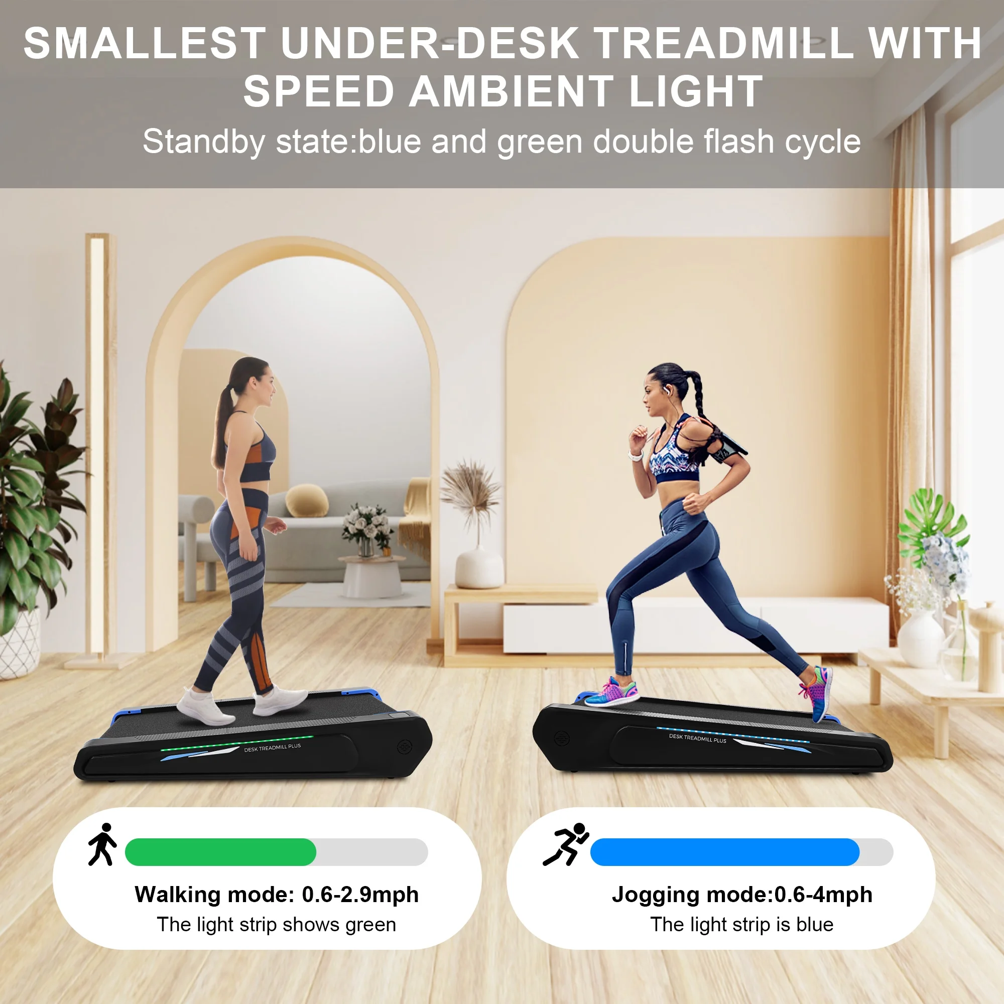Tikmboex 2.5HP Walking Pad  with LED Display Wireless Remote Control, 2 in 1 Compact Under Desk Treadmill for Home Office Cardio Exercise - Womvr