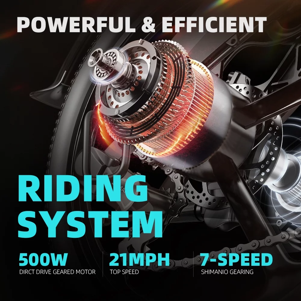 EUY Folding Electric Bike For Adults,500W 48V 12.8AH LG Cells Battery,20''Electric City Road Ebike,Black - Womvr