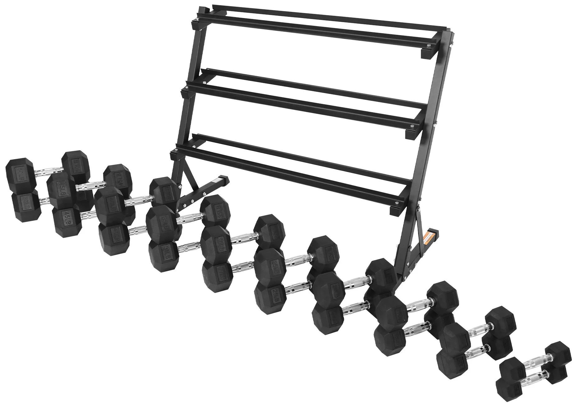 BalanceFrom 100LB Rubber Coated Hex Dumbbell Weight Set with A-Frame Rack, 5-20 lbs Pairs - Womvr