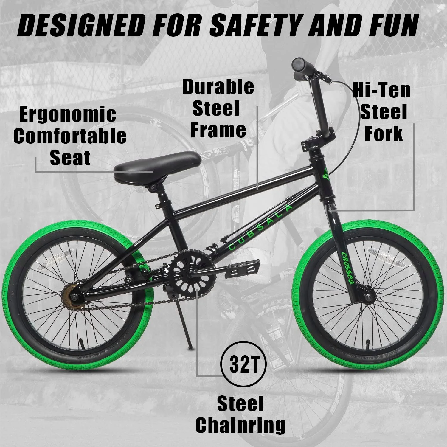 cubsala 20 in Kids BMX Bike Freestylefor Age 6-14 Years Old Boys Girls with 4 Pegs, Blue - Womvr