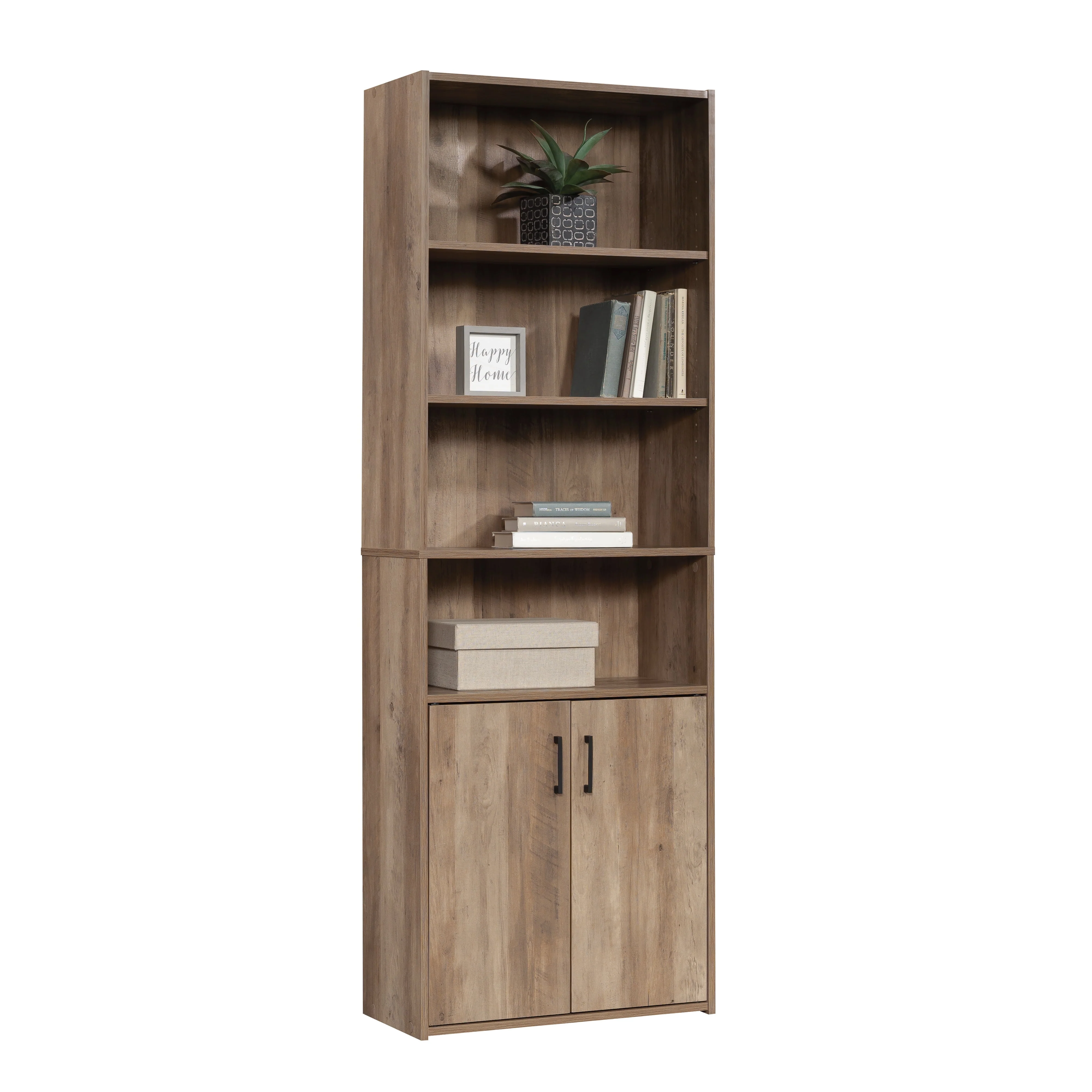 Mainstays Traditional 5 Shelf Bookcase with Doors, Soft White - Womvr