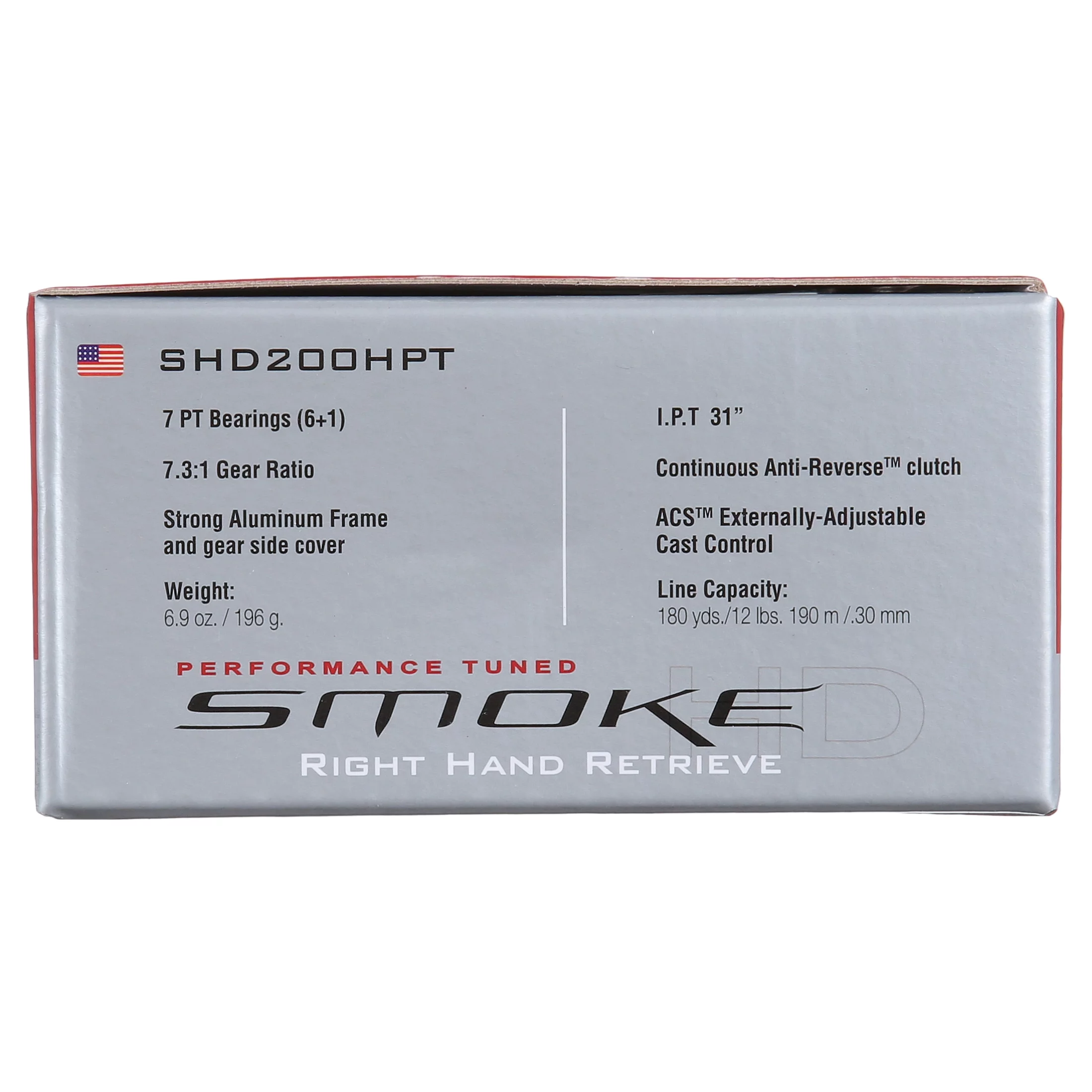 Quantum Smoke HD Baitcast Fishing Reel, Size 200 Reel, Right-Hand Retrieve, Continuous Anti-Reverse Clutch, Large EVA Handle Knobs, 7.3:1 Gear Ratio, Black - Womvr