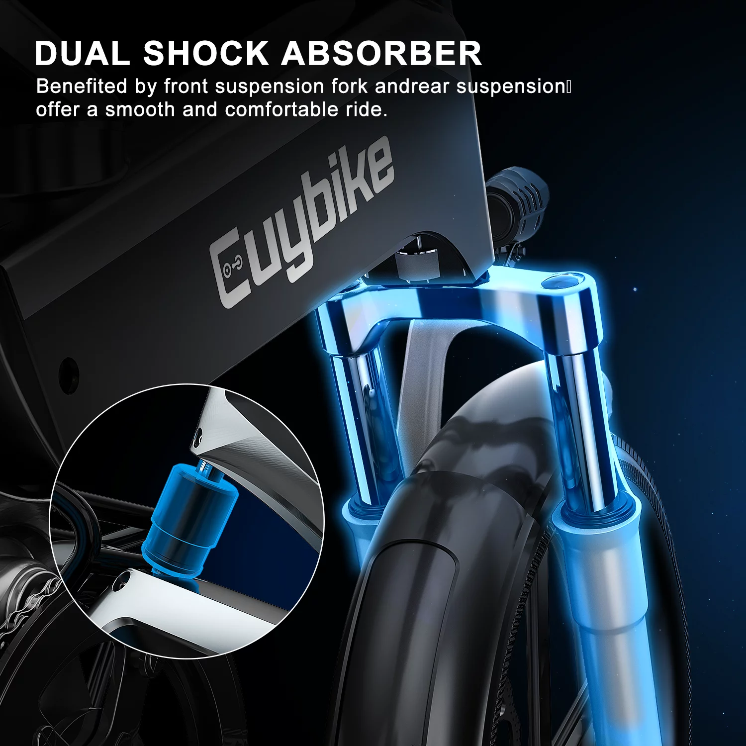 EUY Folding Electric Bike For Adults,500W 48V 12.8AH LG Cells Battery,20''Electric City Road Ebike,Black - Womvr