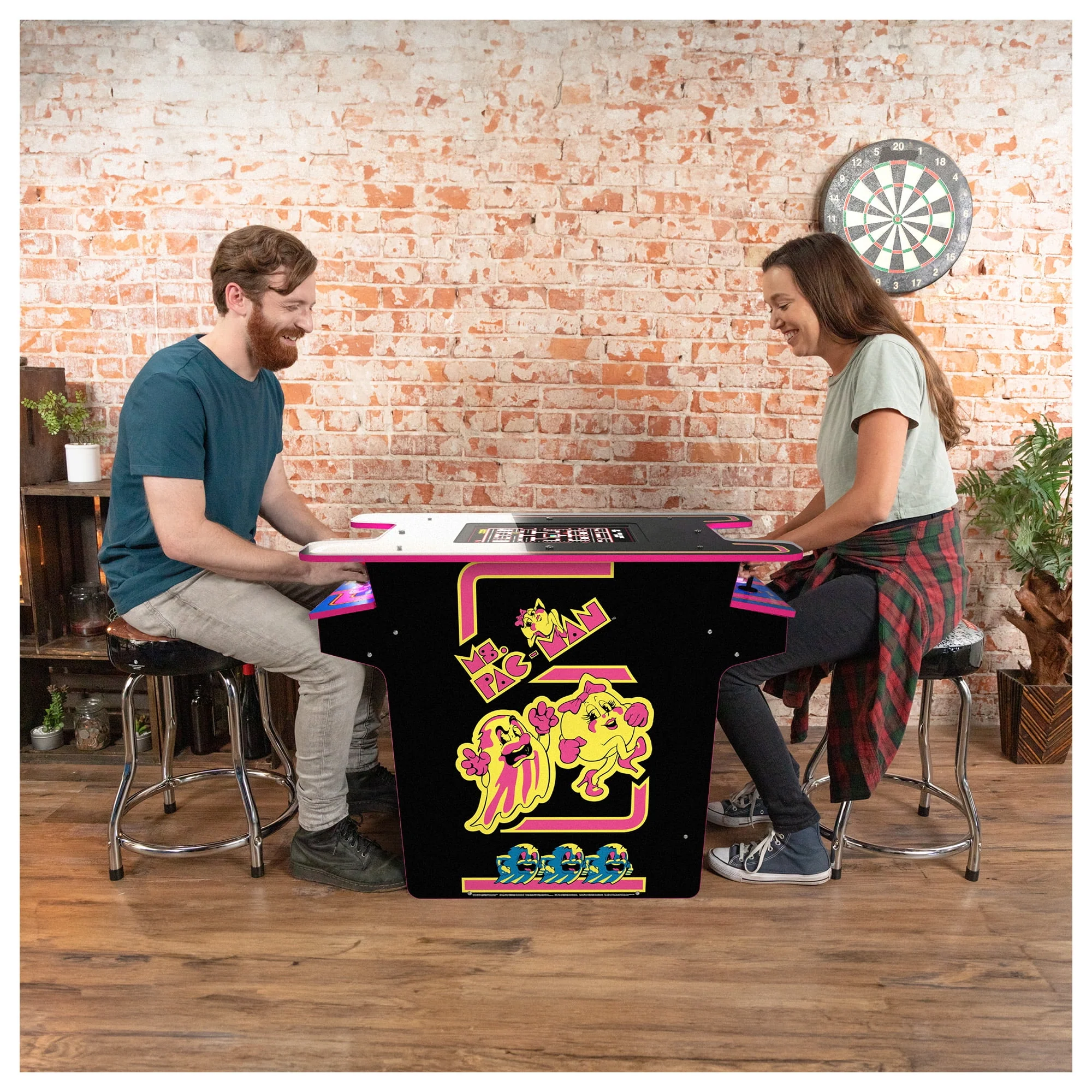 Arcade1UP Ms. PAC-MAN Head-to-Head Arcade Table with 12 Games in 1, Black - Womvr