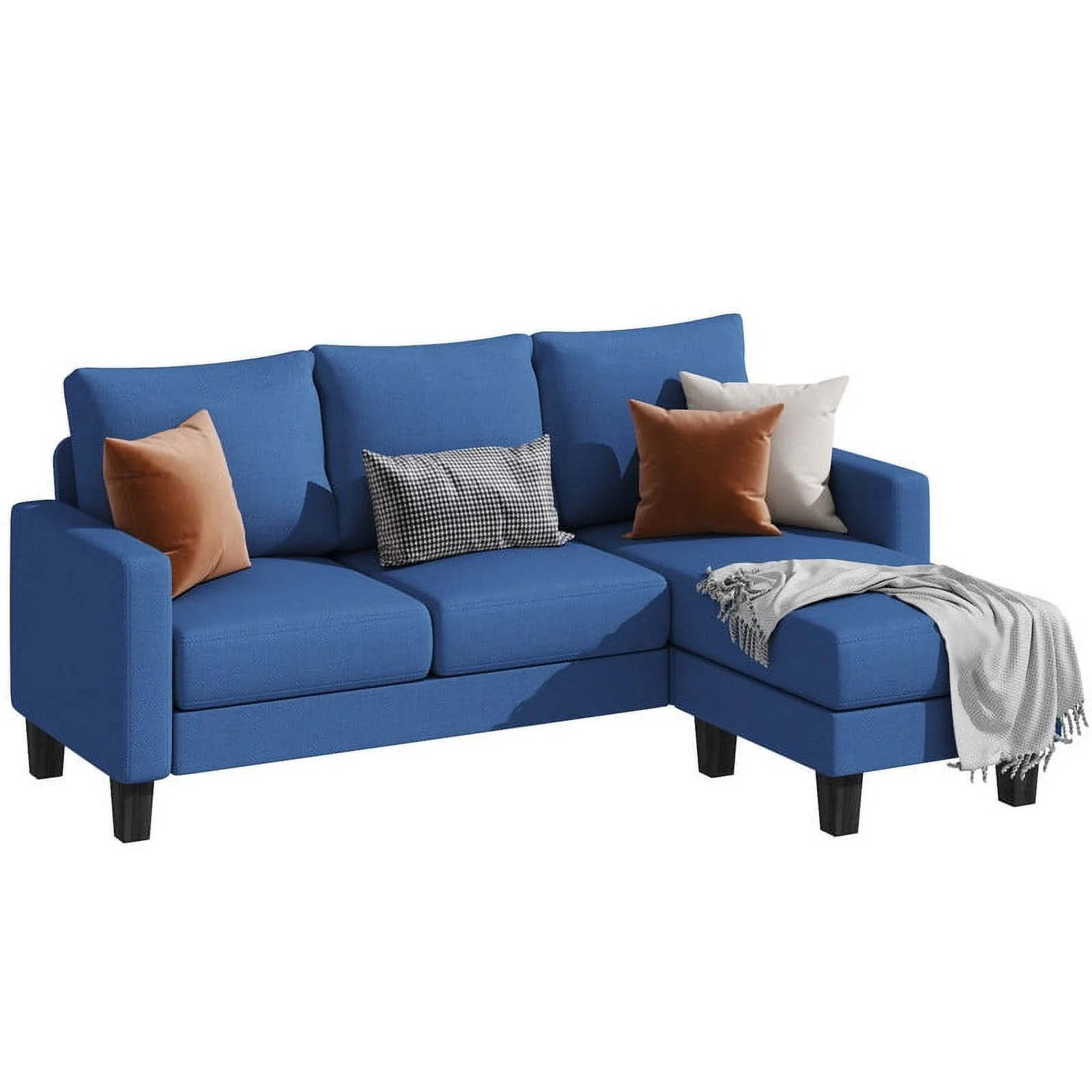 Homall Convertible Sectional Sofa Couch, Modern Linen Fabric L-Shaped Couch 3-Seat Sofa Sectional with Reversible Chaise for Small Living Room, Apartment and Small Space, Dark Gray - Womvr