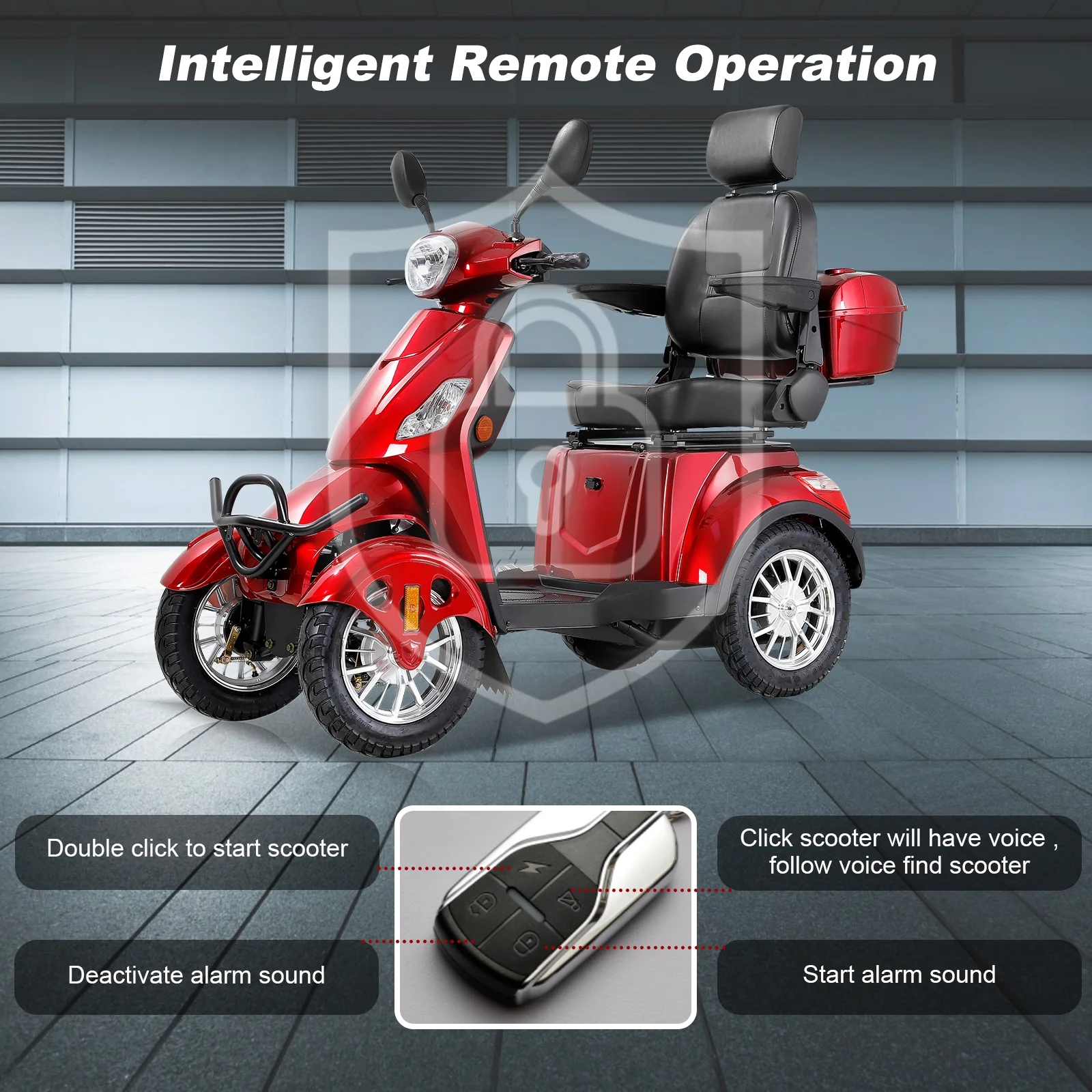 Mobility Scooters Heavy Duty 4-Wheel 3 Speed Mobility Scooter for Seniors & Adults Medical Electric Mobility Scooter - Womvr