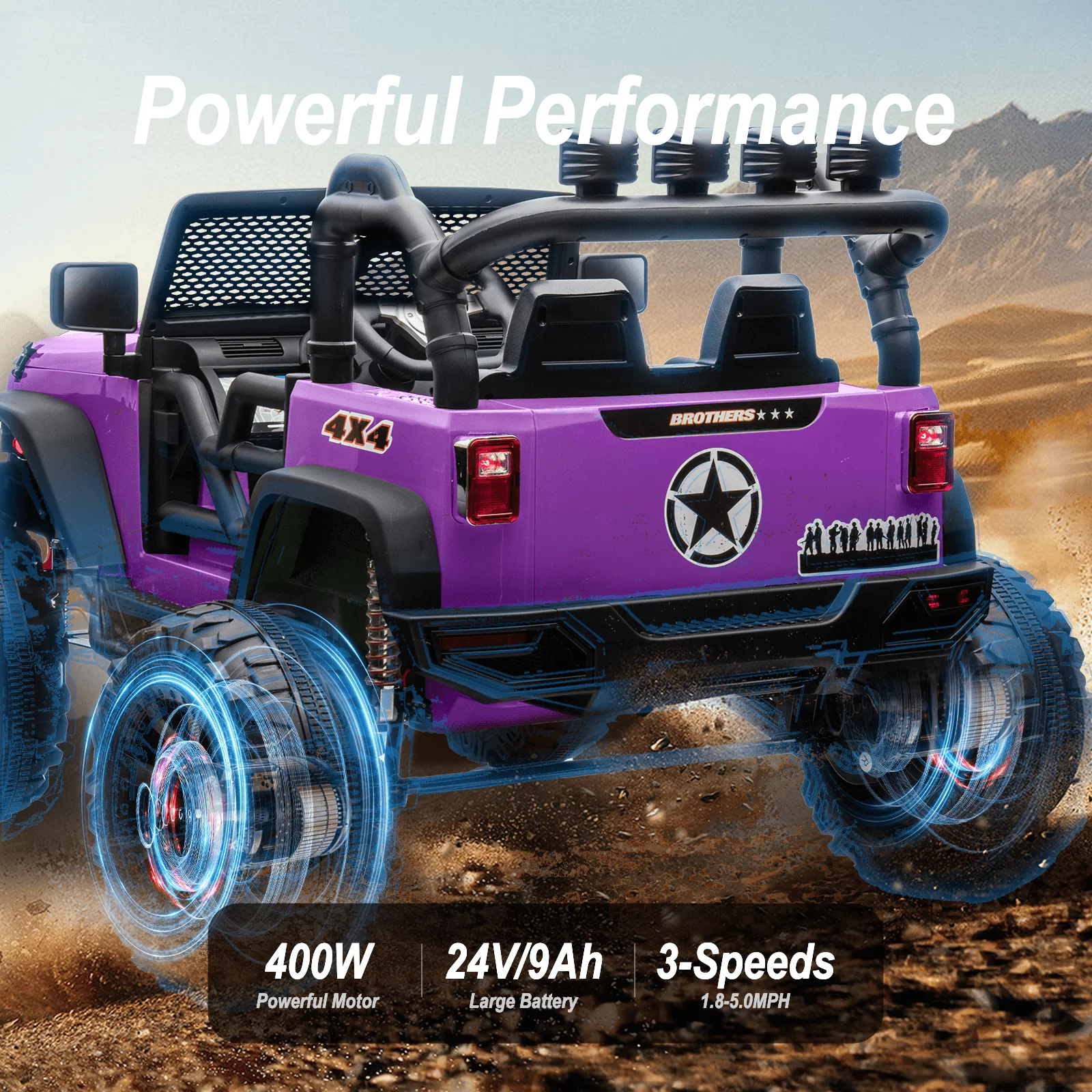 Hikiddo 24V Kids Ride on Truck, 2 Seater Powered Ride on Toy Car with Remote - Womvr