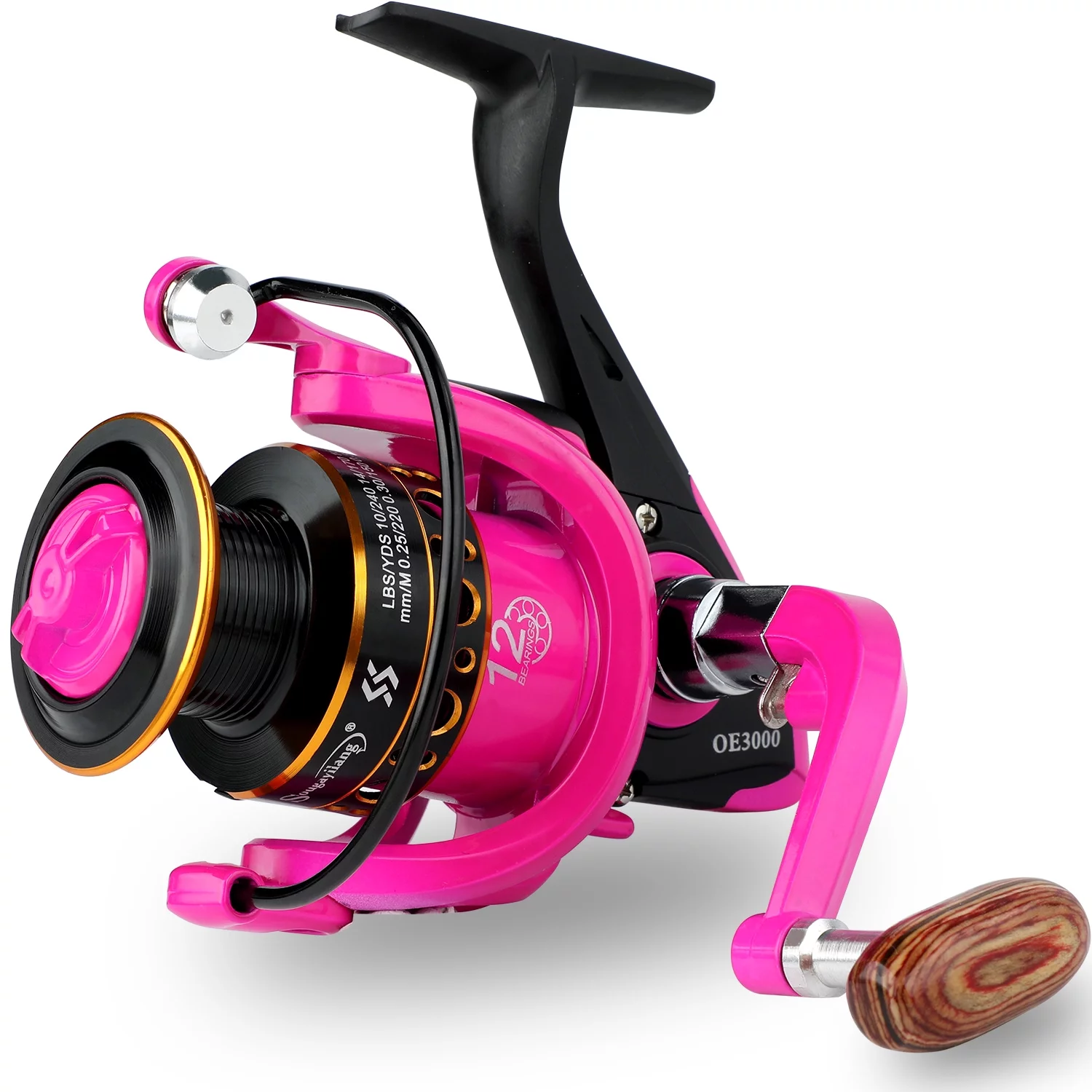 Sougayilang 5.0:1 Spinning Fishing Reel Wooden Handle 1000-3000 Series Fishing Tackle - Womvr