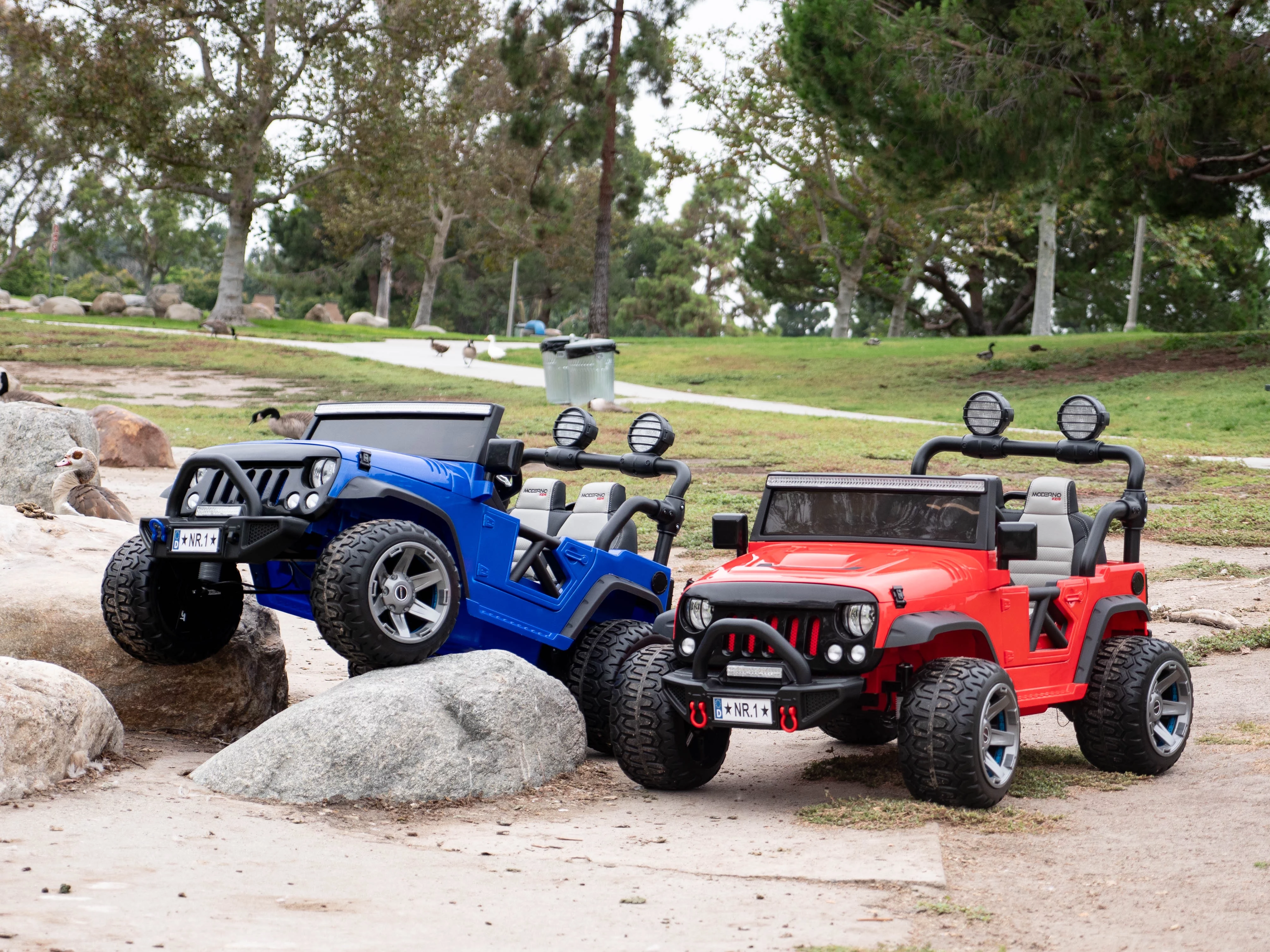 Two (2) Seater 24V Ride On Kids Car Truck with Remote Large Battery Licensed Kid Car to Drive 3 Speeds, Leather Seat, MP3 Music by Bluetooth, FM Radio, Rubber Tires - Womvr