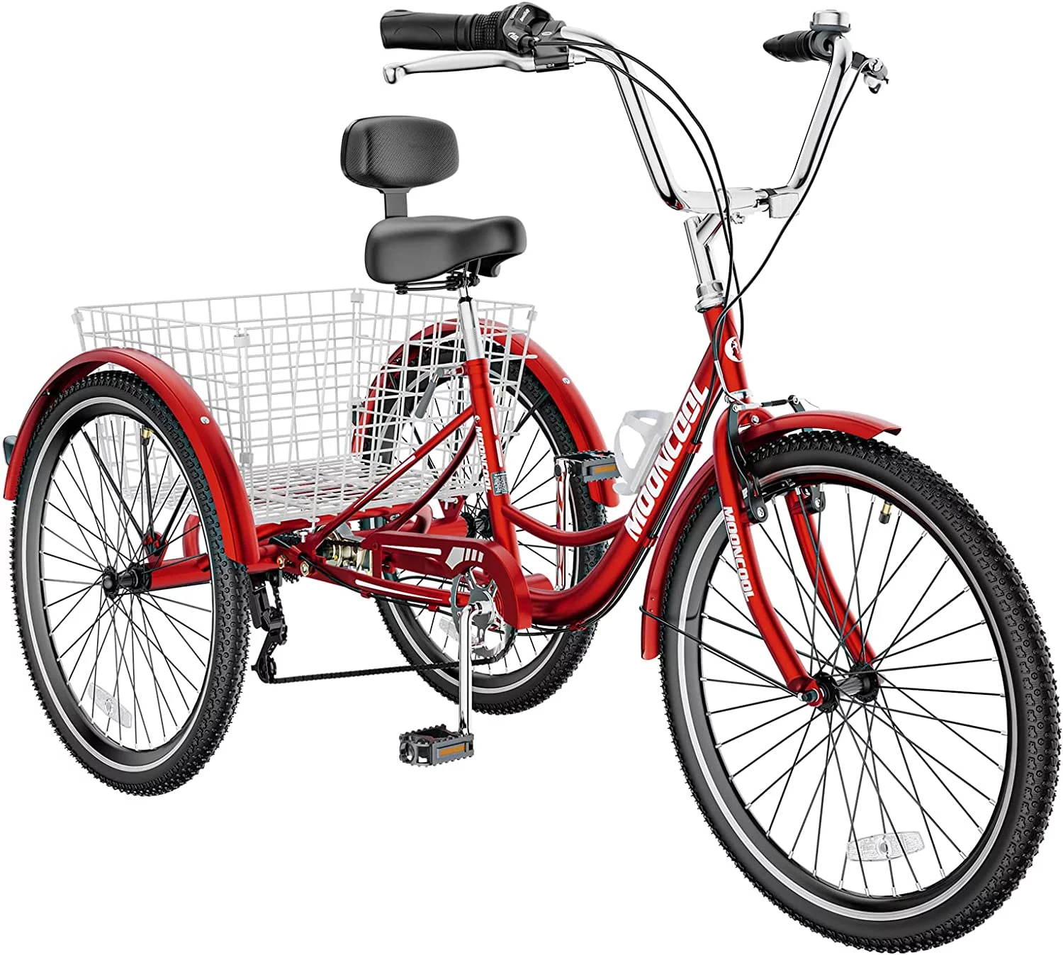 MOONCOOL Adult Tricycles, 3 Wheel 7 Speed Trikes, 20/24/26 inch Adult Trikes 3 Wheeled Bike with Basket for Seniors, Women, Men - Womvr