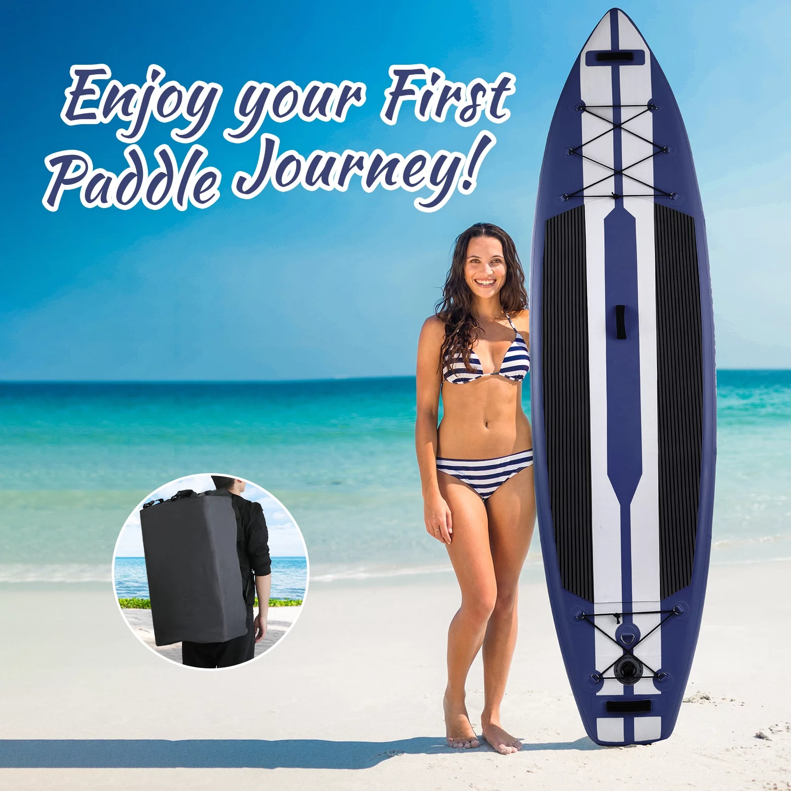 Arlopu 11FT Stand Up Paddle Board Inflatable with Premium SUP Accessories & Backpack, Non-Slip Deck, Waterproof Bag, Leash, Paddle and Hand Pump - Womvr